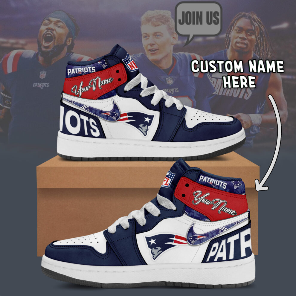 JWFancy New England Patriots AJ1 High Sneakers Shoes For Men And Women