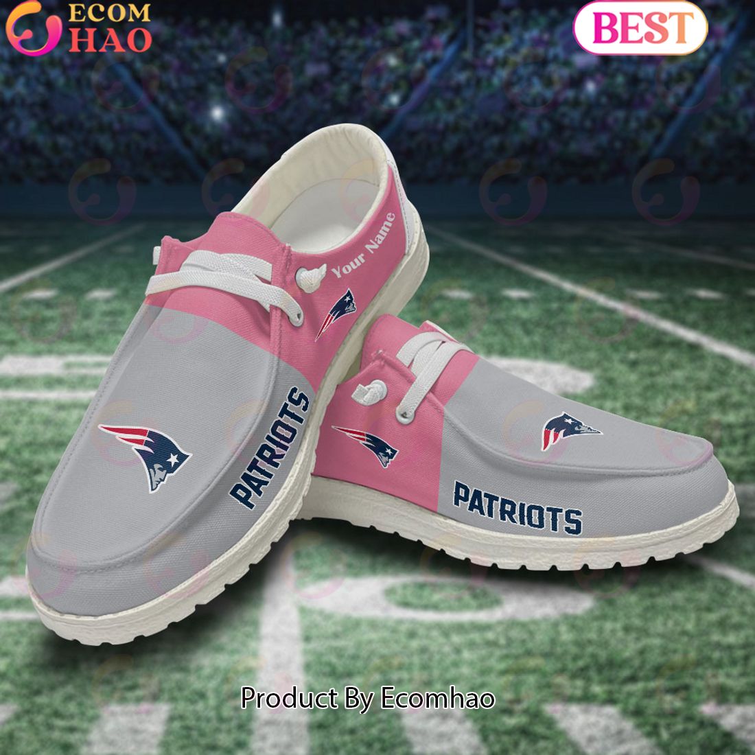JWFancy New England Patriots Hey Dude Shoes Wally Men's Lace Up Loafers Comfortable For Men And Women