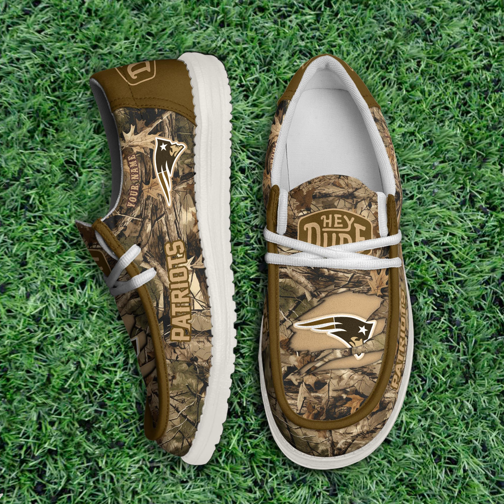 JWFancy New England Patriots Hey Dude Shoes Wally Men's Lace Up Loafers Comfortable For Men And Women