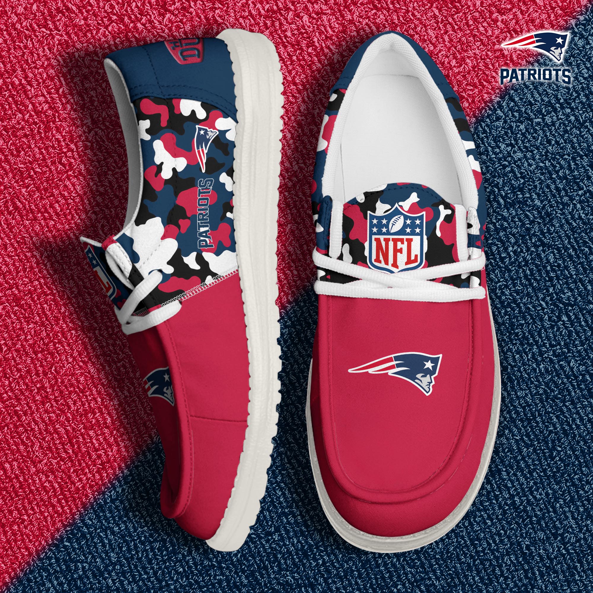JWFancy New England Patriots Hey Dude Shoes Wally Men's Lace Up Loafers Comfortable For Men And Women