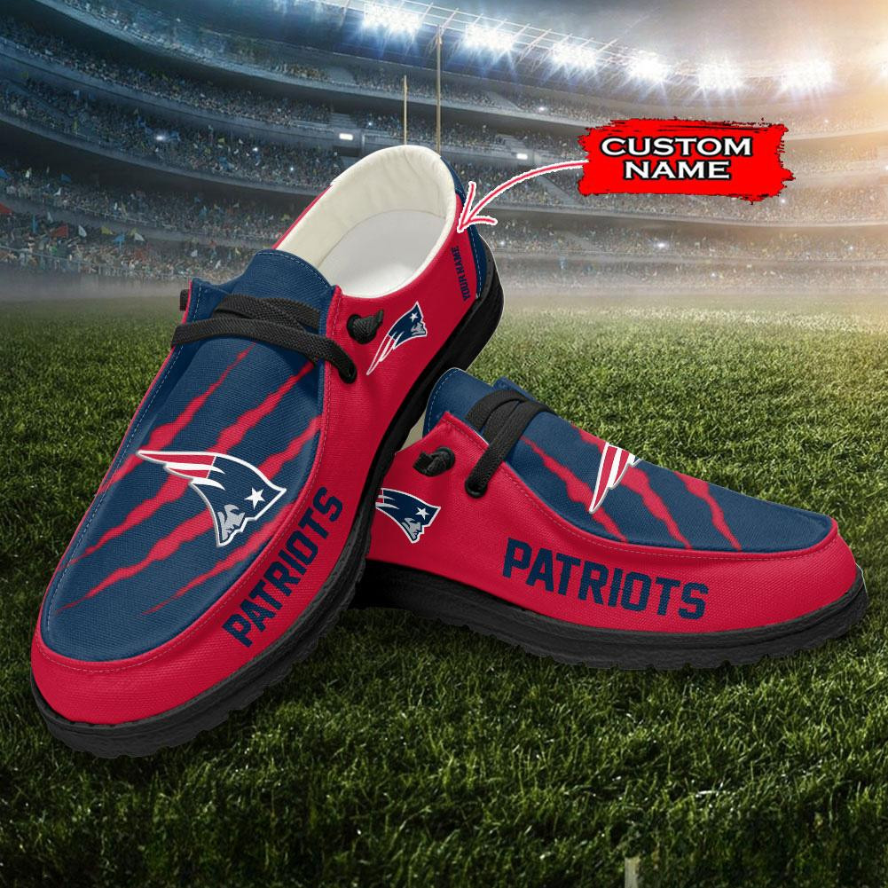 JWFancy New England Patriots Hey Dude Shoes Wally Men's Lace Up Loafers Comfortable For Men And Women