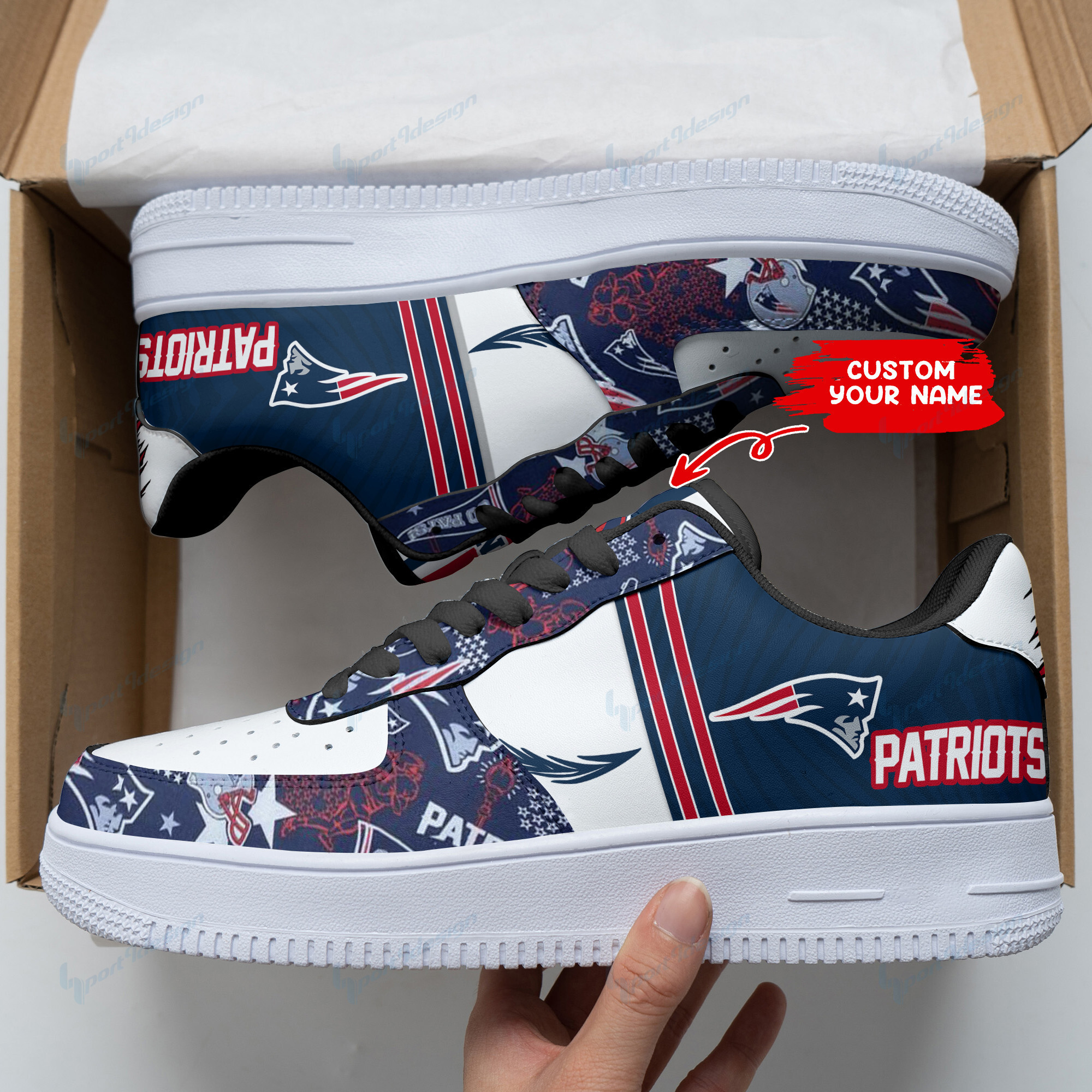 JWFancy New England Patriots NFL Air Low-Top Sneakers Shoes For Men And Women