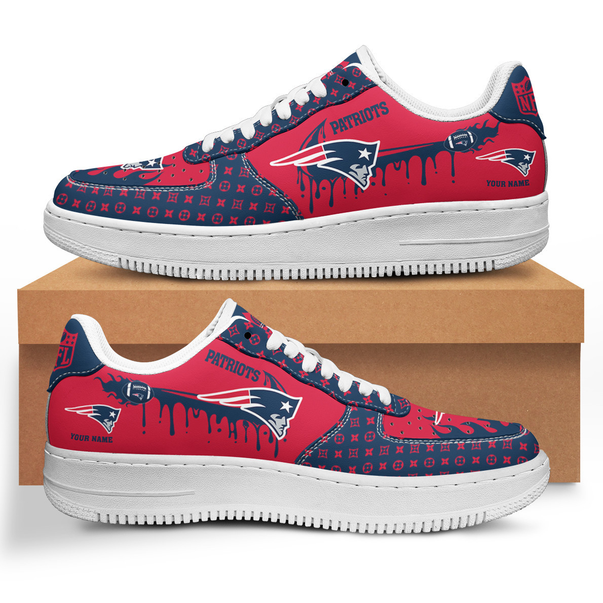 JWFancy New England Patriots NFL Air Low-Top Sneakers Shoes For Men And Women