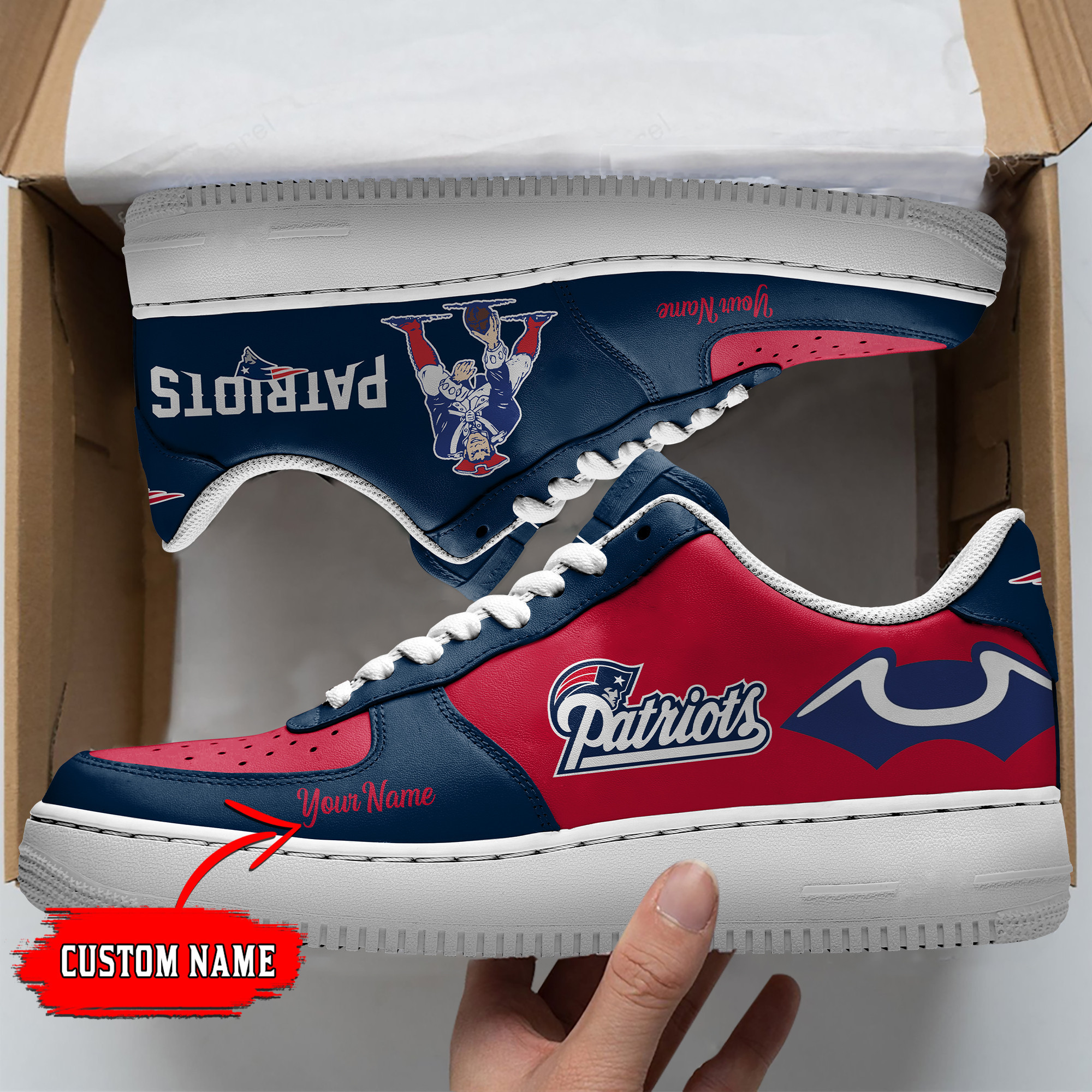 JWFancy New England Patriots NFL Air Low-Top Sneakers Shoes For Men And Women