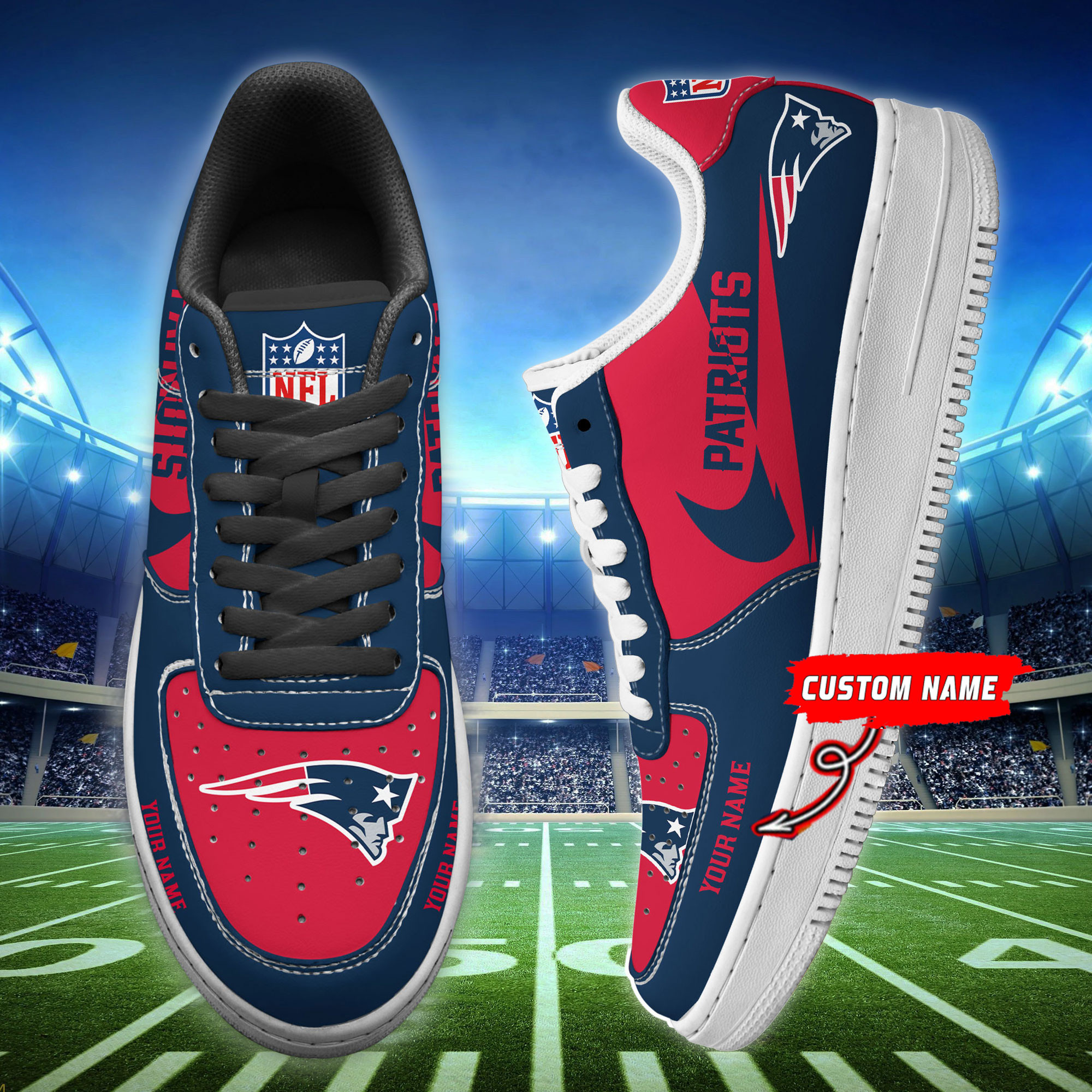 JWFancy New England Patriots NFL Air Low-Top Sneakers Shoes For Men And Women