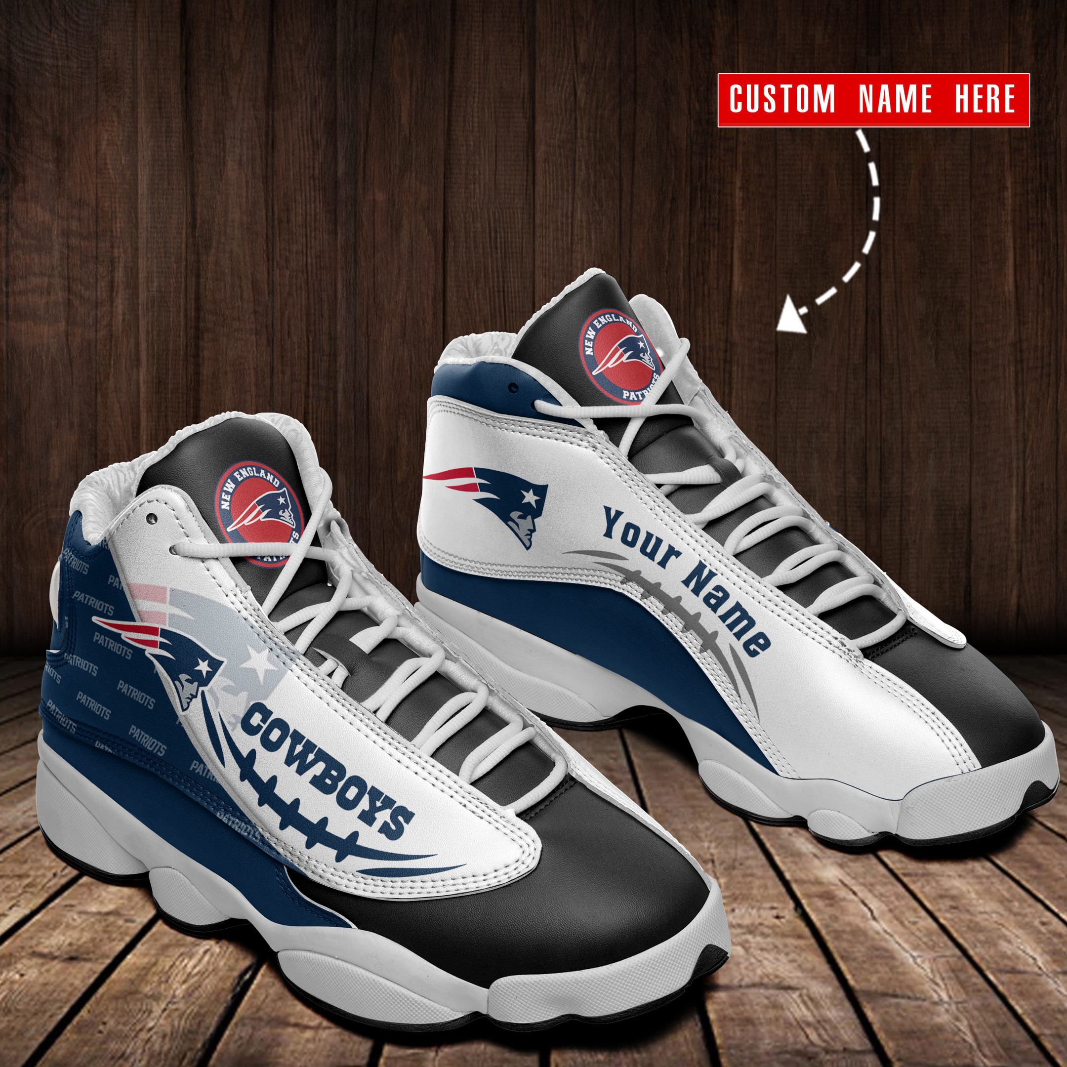 JWFancy New England Patriots NFL AJ13 Sneakers Shoes For Men And Women