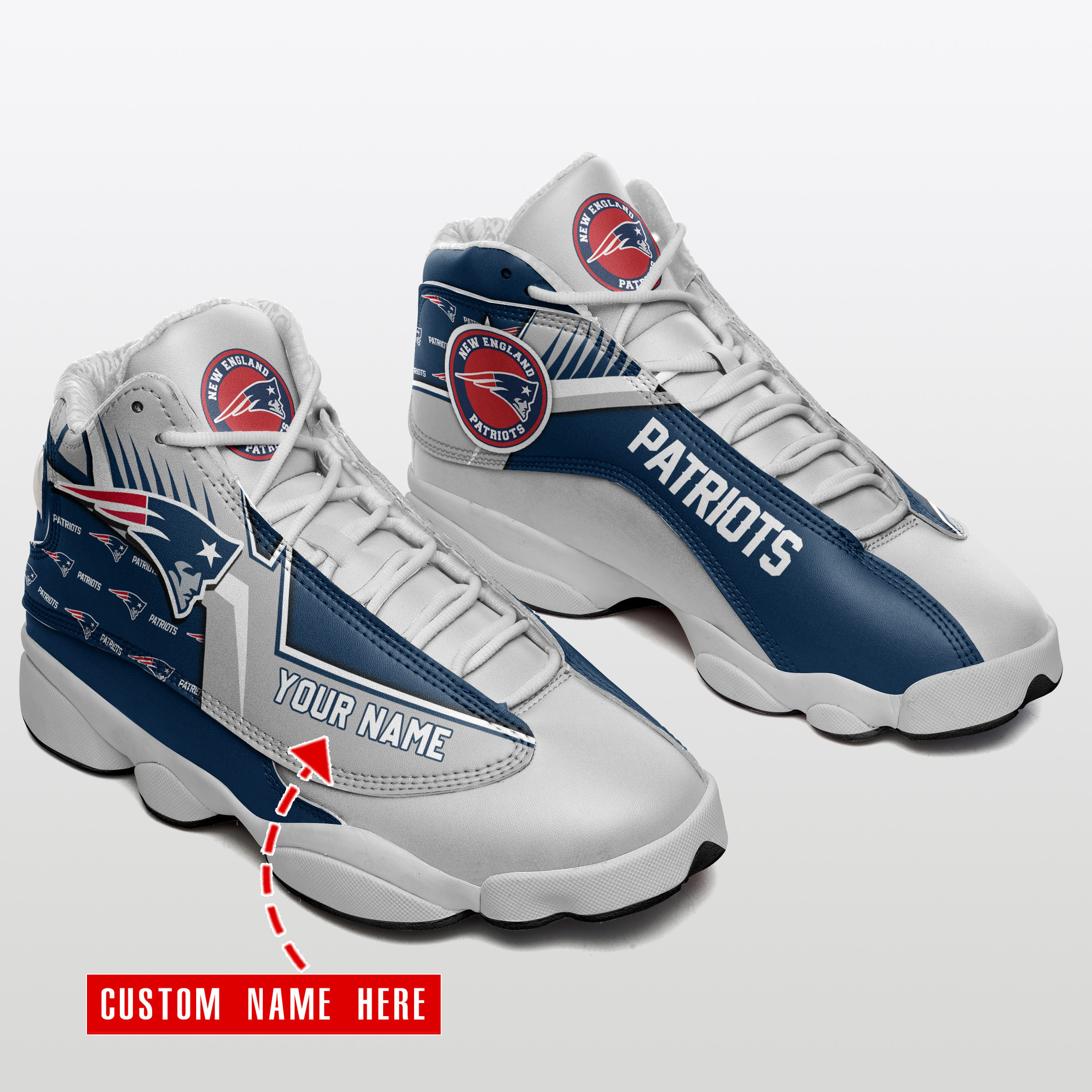 JWFancy New England Patriots NFL AJ13 Sneakers Shoes For Men And Women