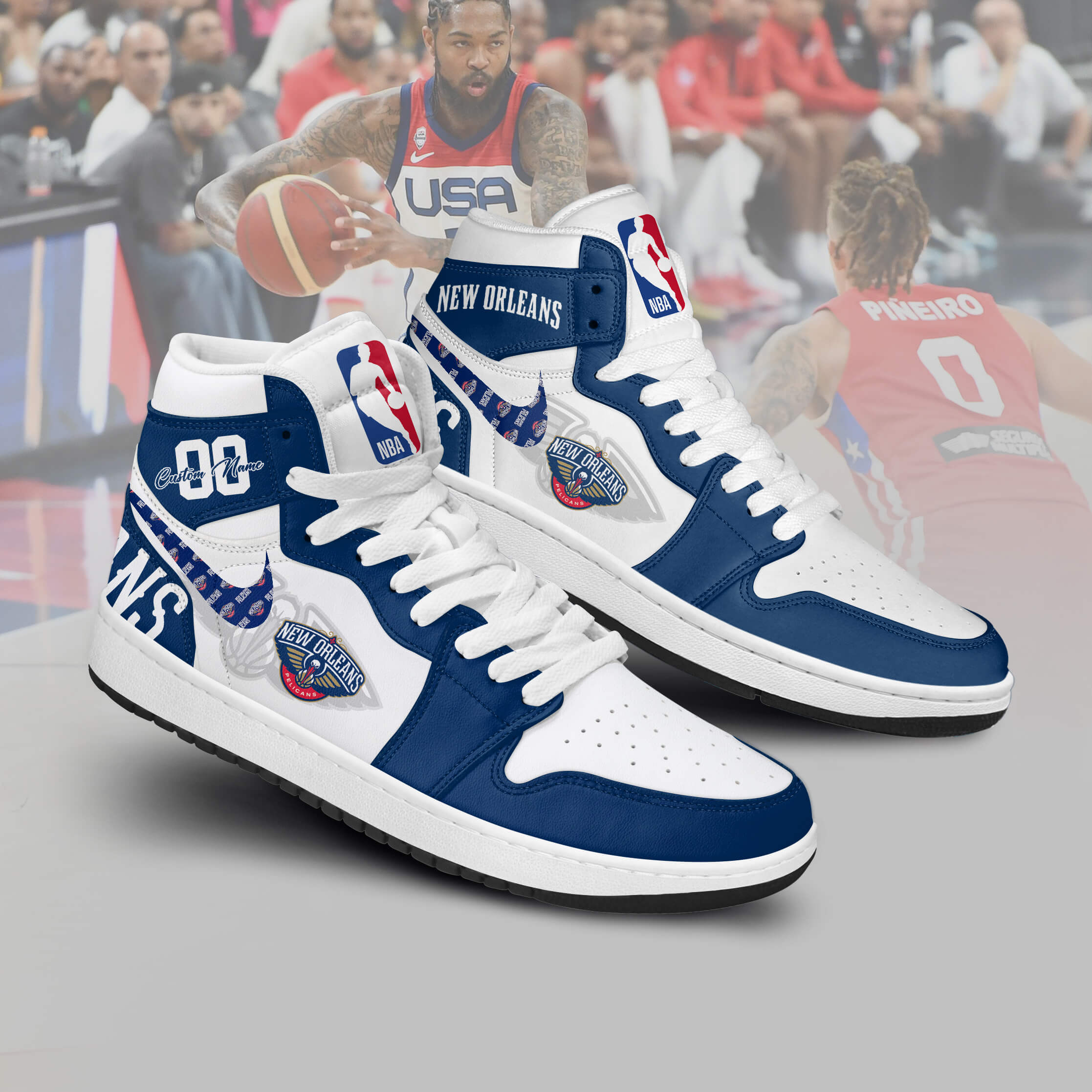JWFancy New Orleans Pelicans AJ1 High Sneakers Shoes For Men And Women