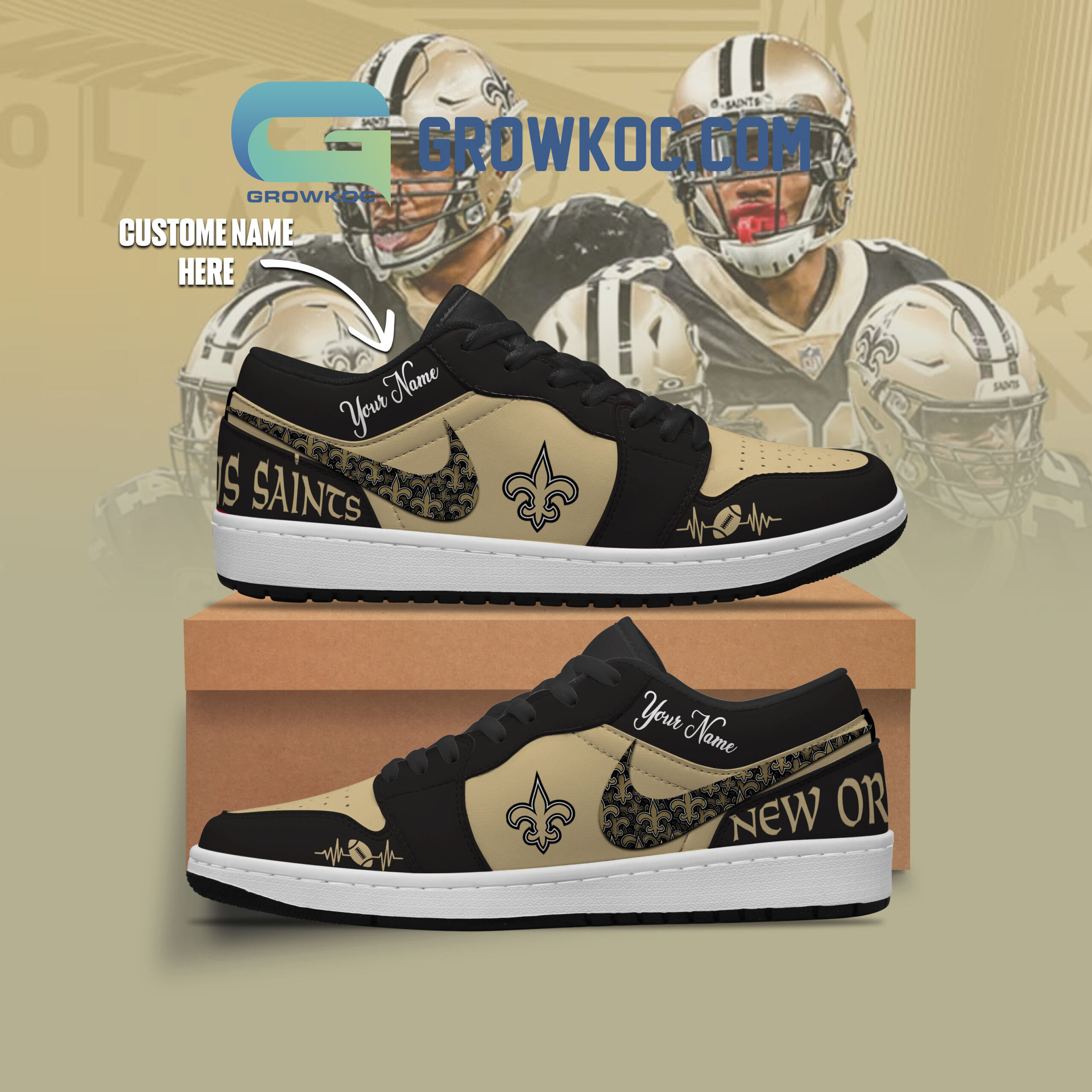 JWFancy New Orleans Saints AJ1 Low Sneakers Shoes For Men And Women