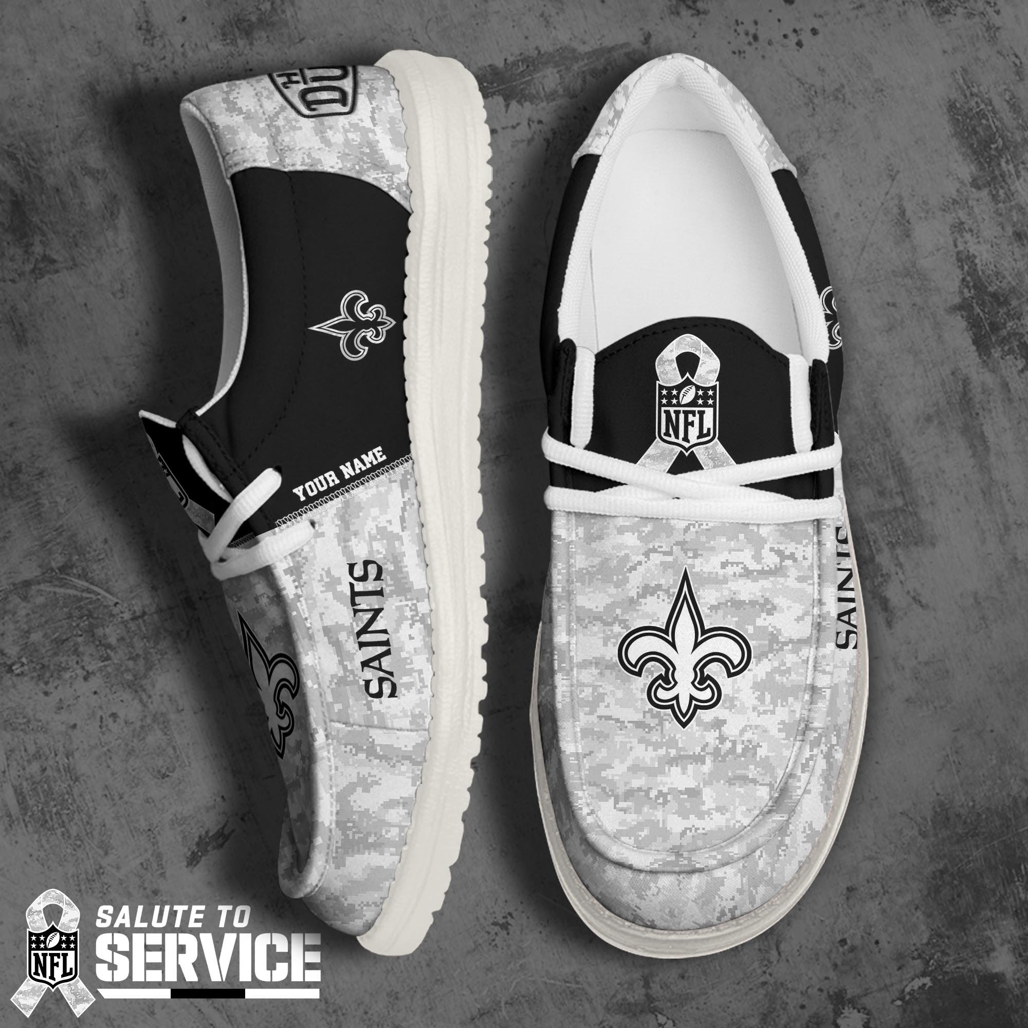 JWFancy New Orleans Saints Hey Dude Shoes Wally Men's Lace Up Loafers Comfortable For Men And Women