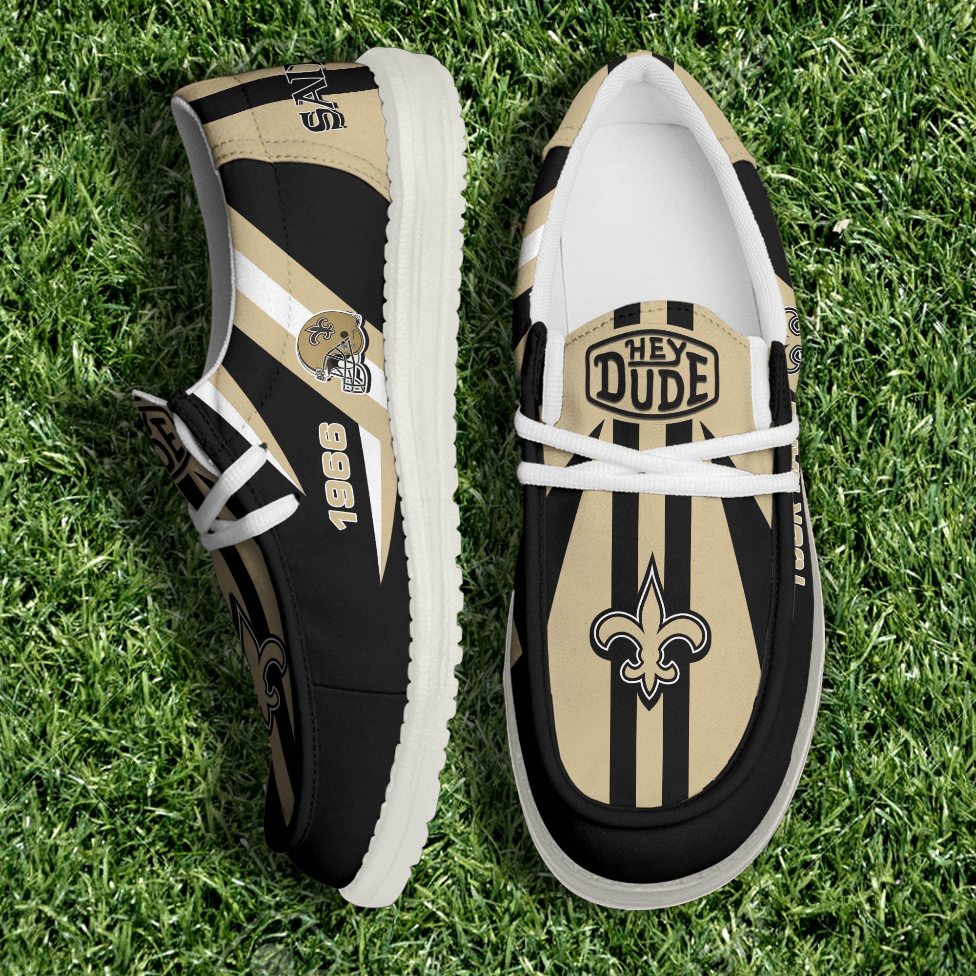 JWFancy New Orleans Saints Hey Dude Shoes Wally Men's Lace Up Loafers Comfortable For Men And Women