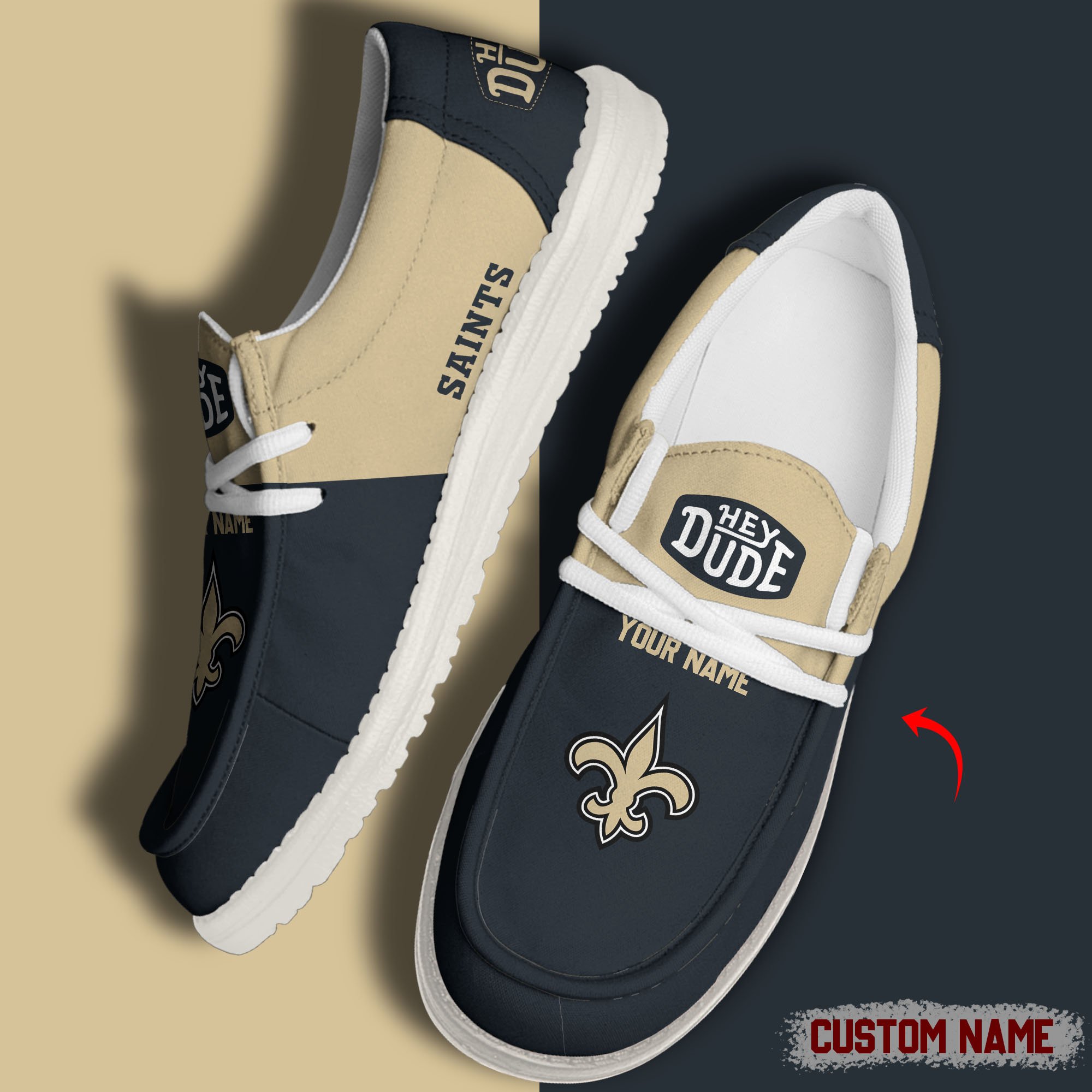 JWFancy New Orleans Saints Hey Dude Shoes Wally Men's Lace Up Loafers Comfortable For Men And Women