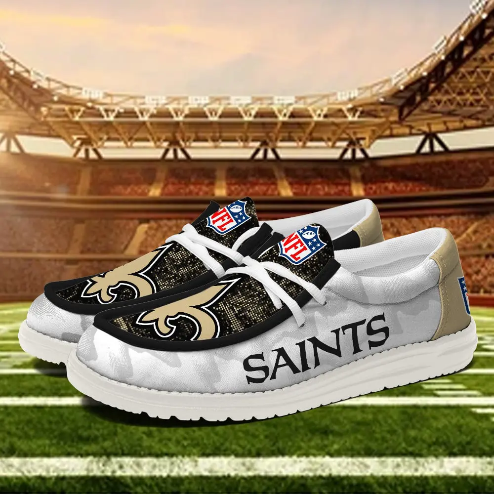 JWFancy New Orleans Saints Hey Dude Shoes Wally Men's Lace Up Loafers Comfortable For Men And Women