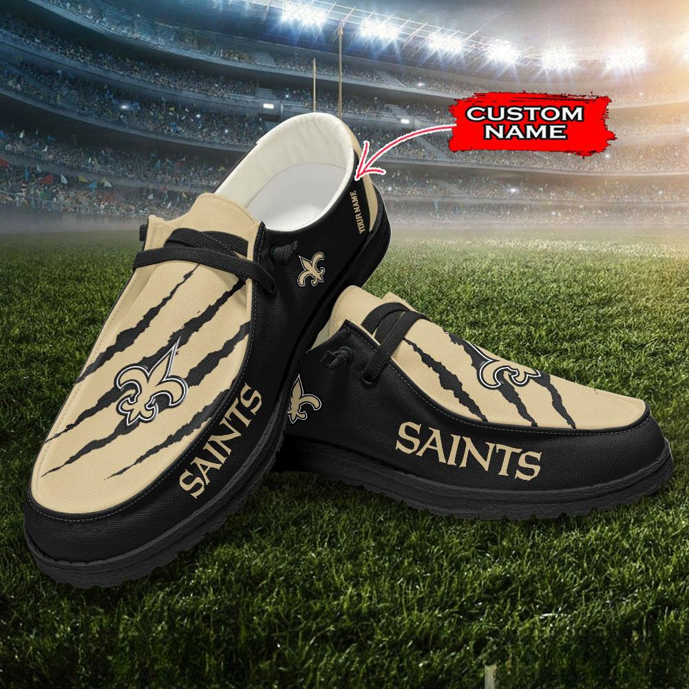 JWFancy New Orleans Saints Hey Dude Shoes Wally Men's Lace Up Loafers Comfortable For Men And Women