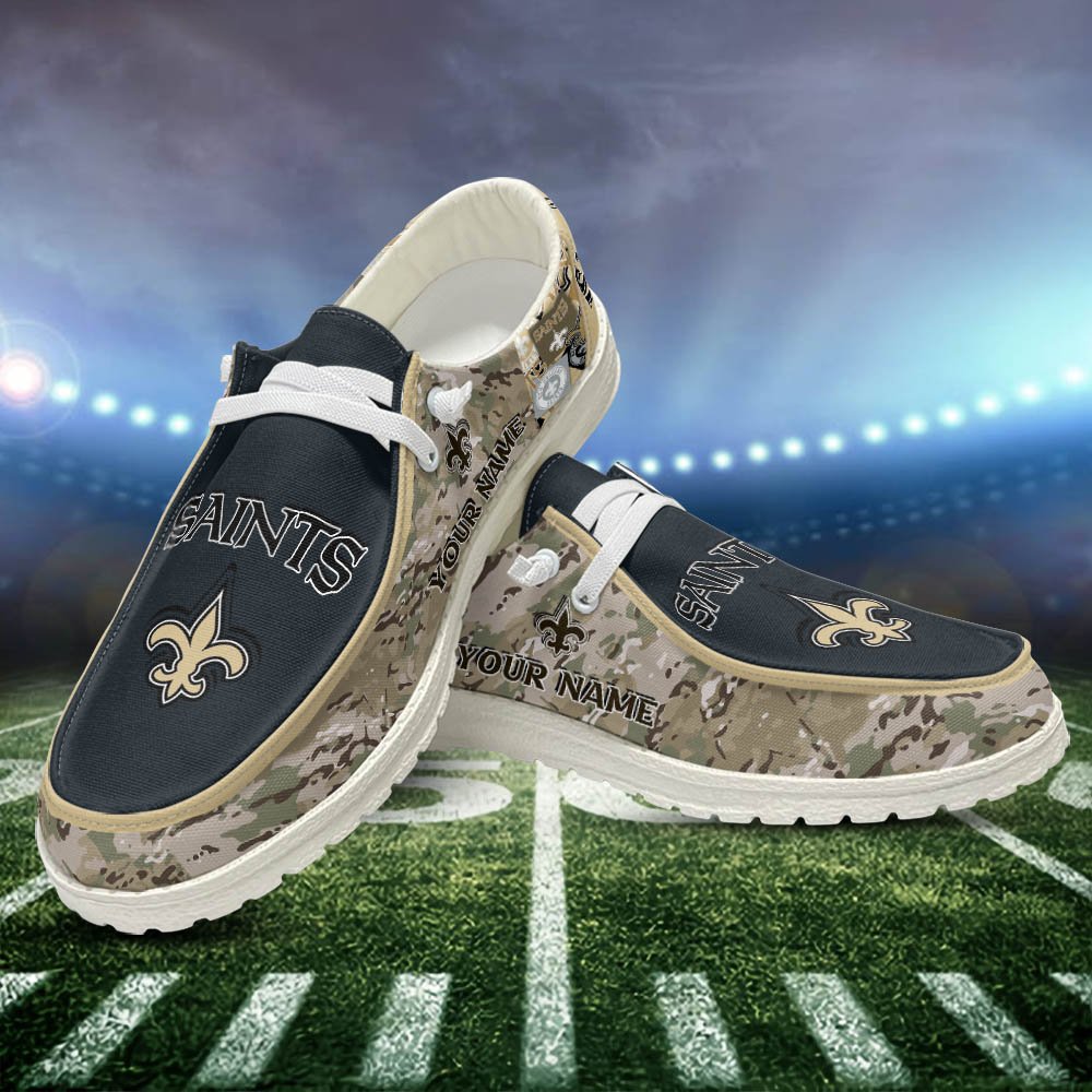 JWFancy New Orleans Saints Hey Dude Shoes Wally Men's Lace Up Loafers Comfortable For Men And Women