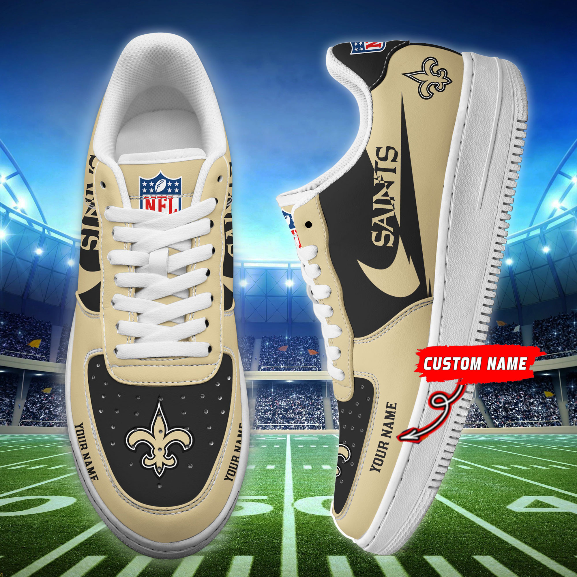 JWFancy New Orleans Saints NFL Air Low-Top Sneakers Shoes For Men And Women