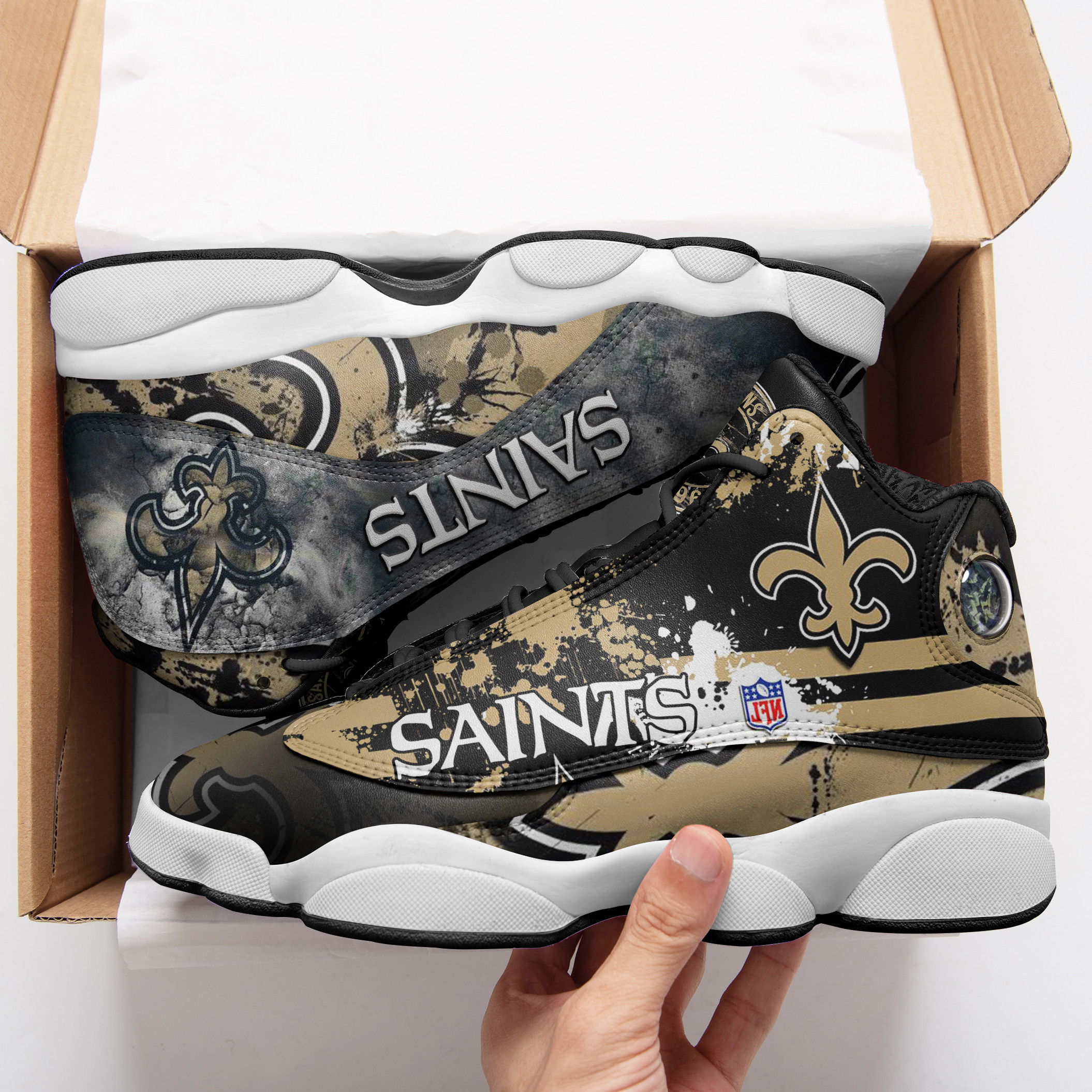 JWFancy New Orleans Saints NFL AJ13 Sneakers Shoes For Men And Women