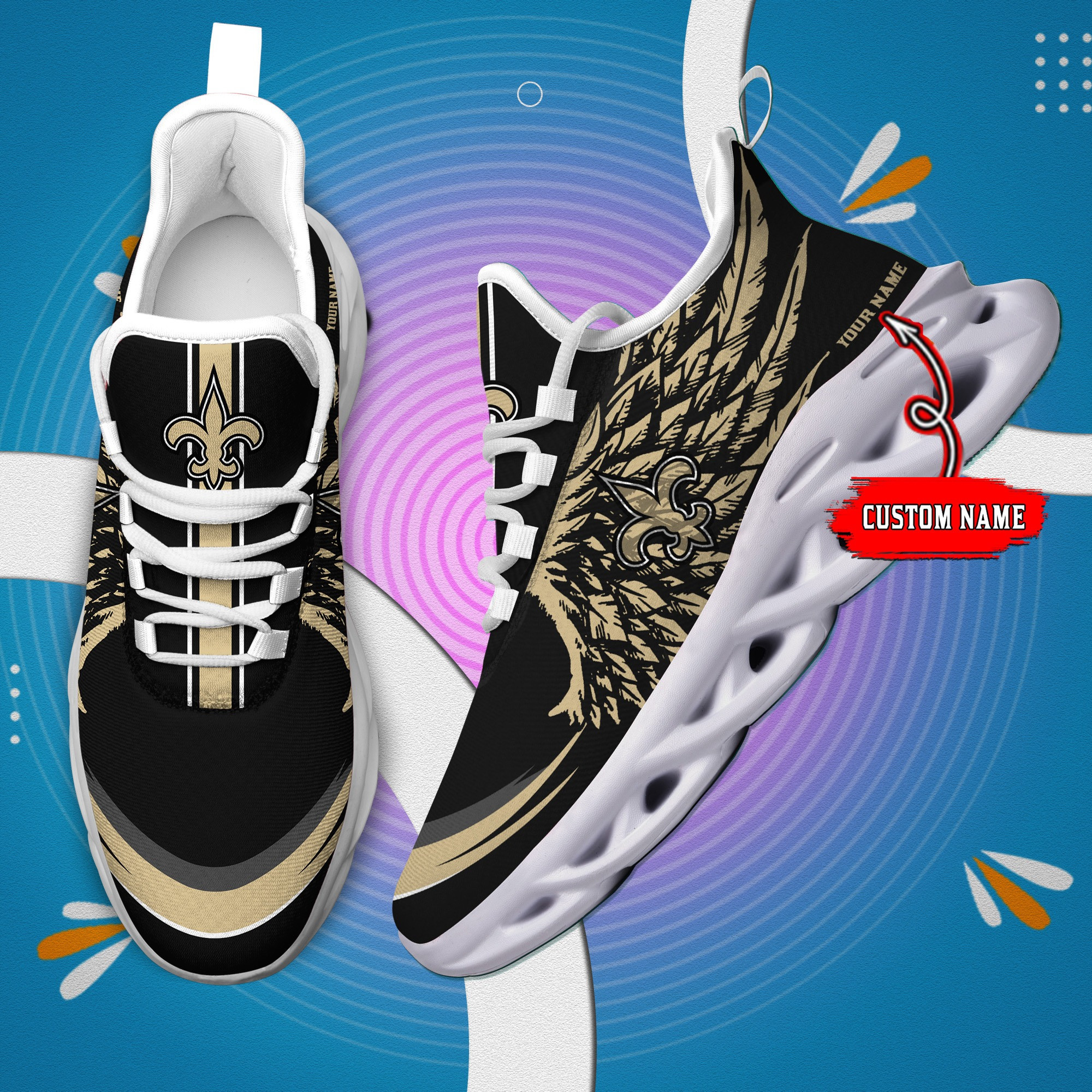 JWFancy New Orleans Saints NFL Max Soul Shoes Sneakers For Men And Women