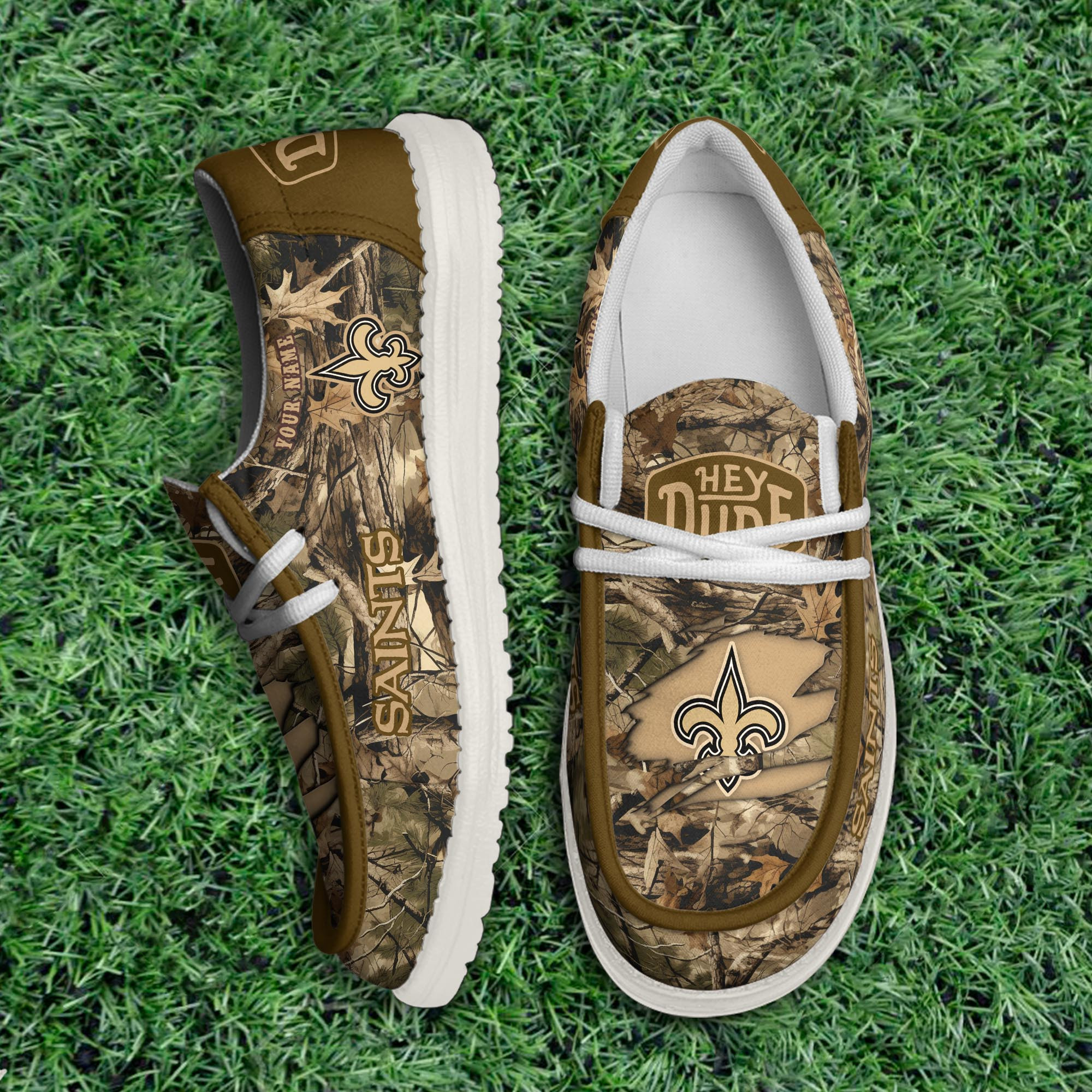 JWFancy New OrleansSaints Hey Dude Shoes Wally Men's Lace Up Loafers Comfortable For Men And Women