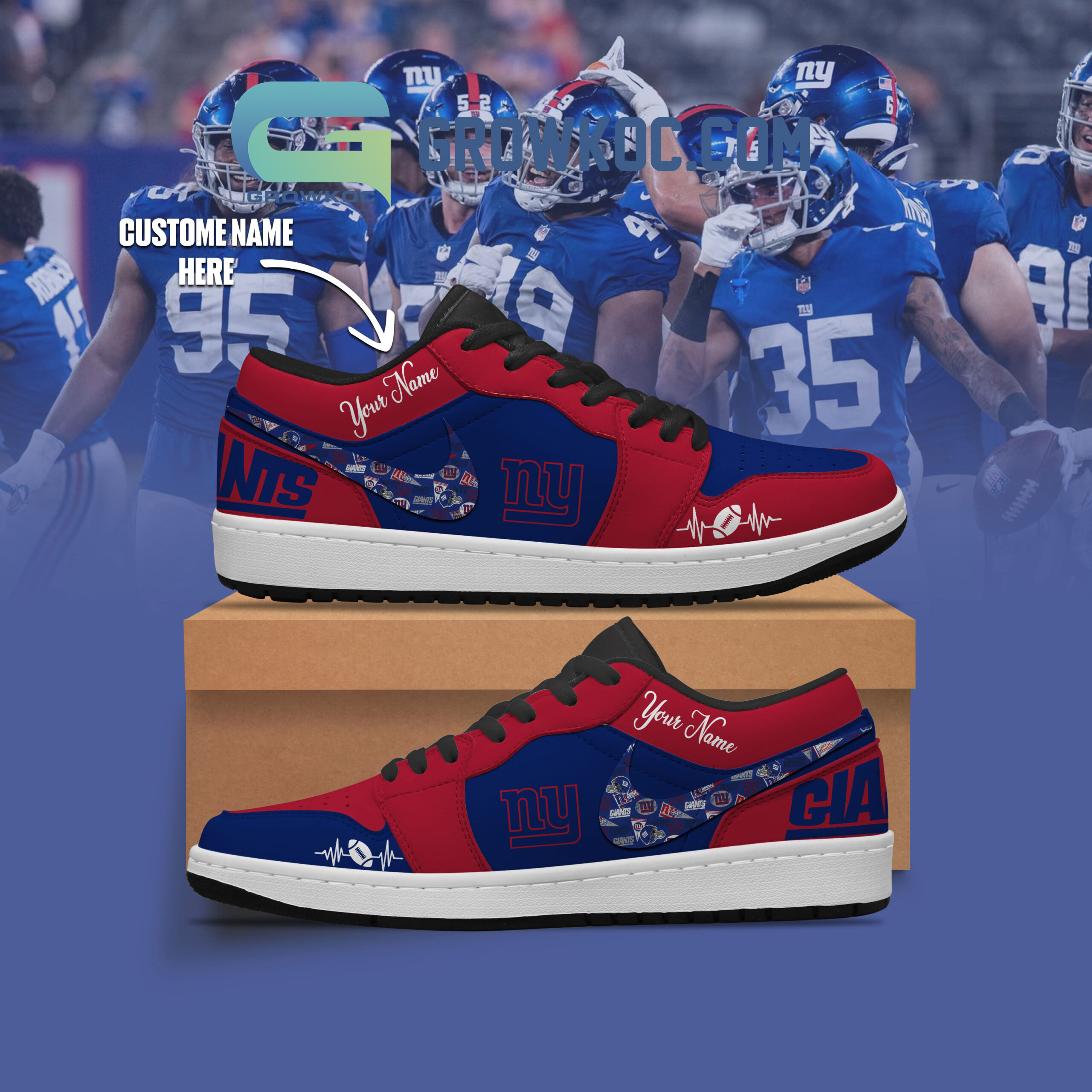 JWFancy New York Giants AJ1 Low Sneakers Shoes For Men And Women