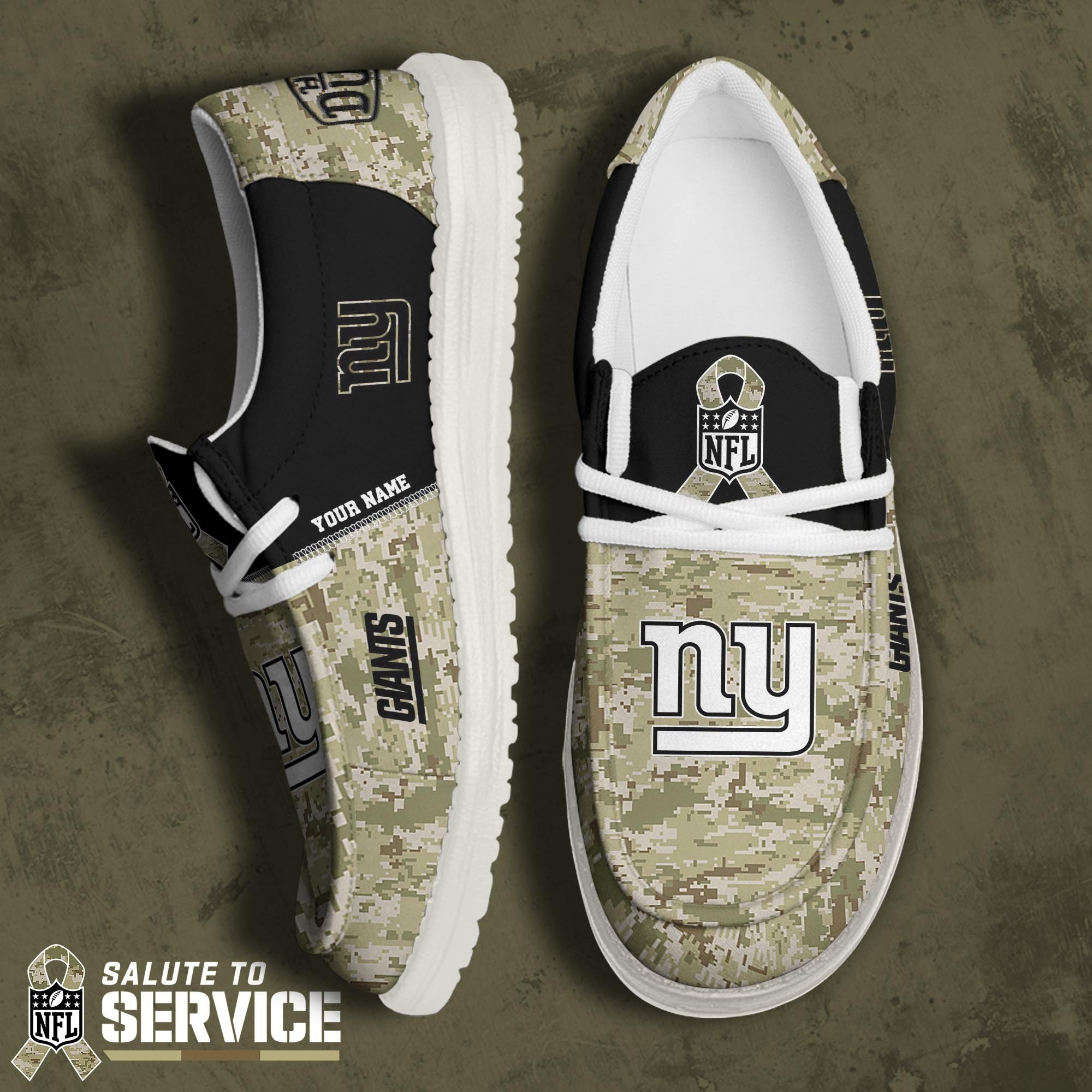 JWFancy New York Giants Hey Dude Shoes Wally Men's Lace Up Loafers Comfortable For Men And Women