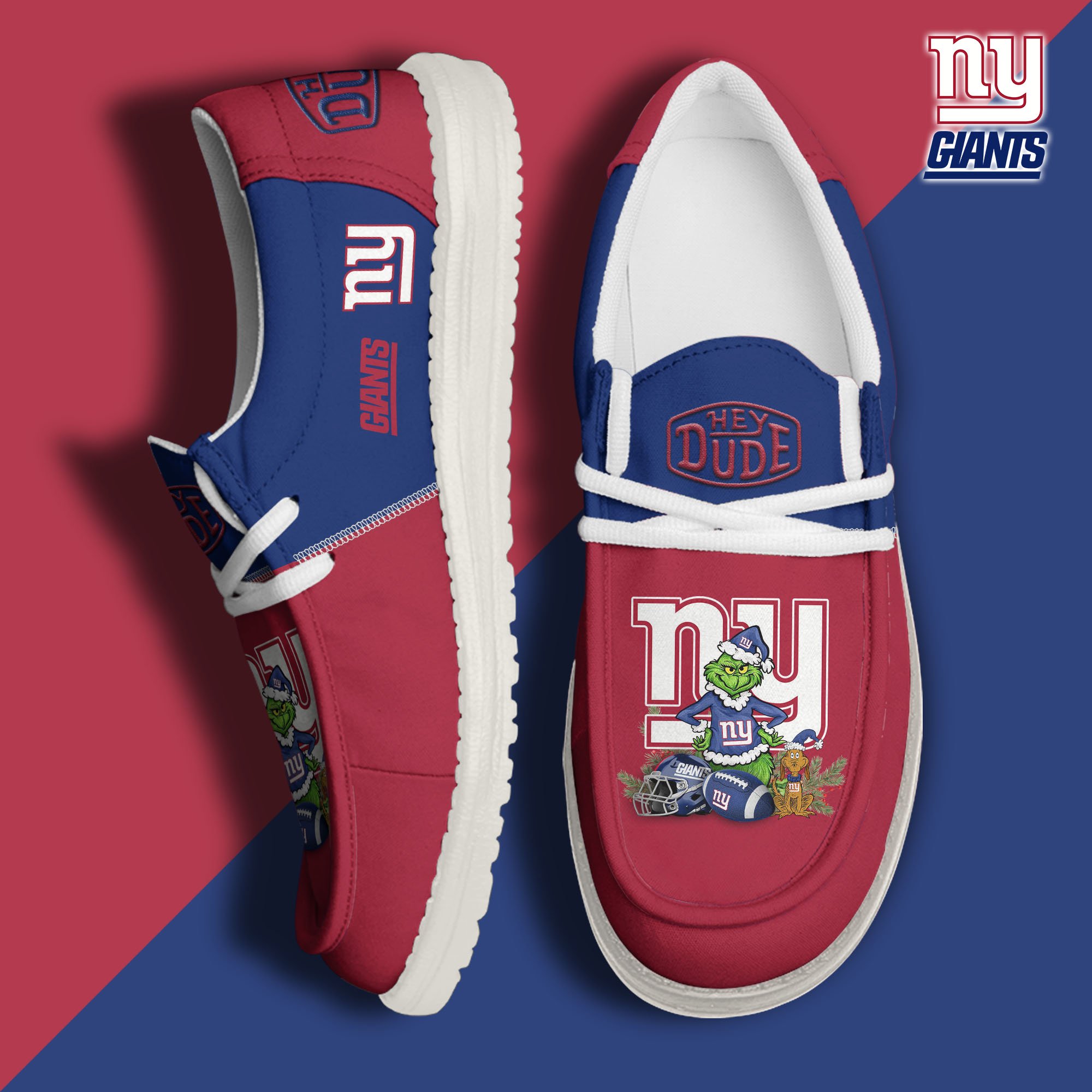 JWFancy New York Giants Hey Dude Shoes Wally Men's Lace Up Loafers Comfortable For Men And Women