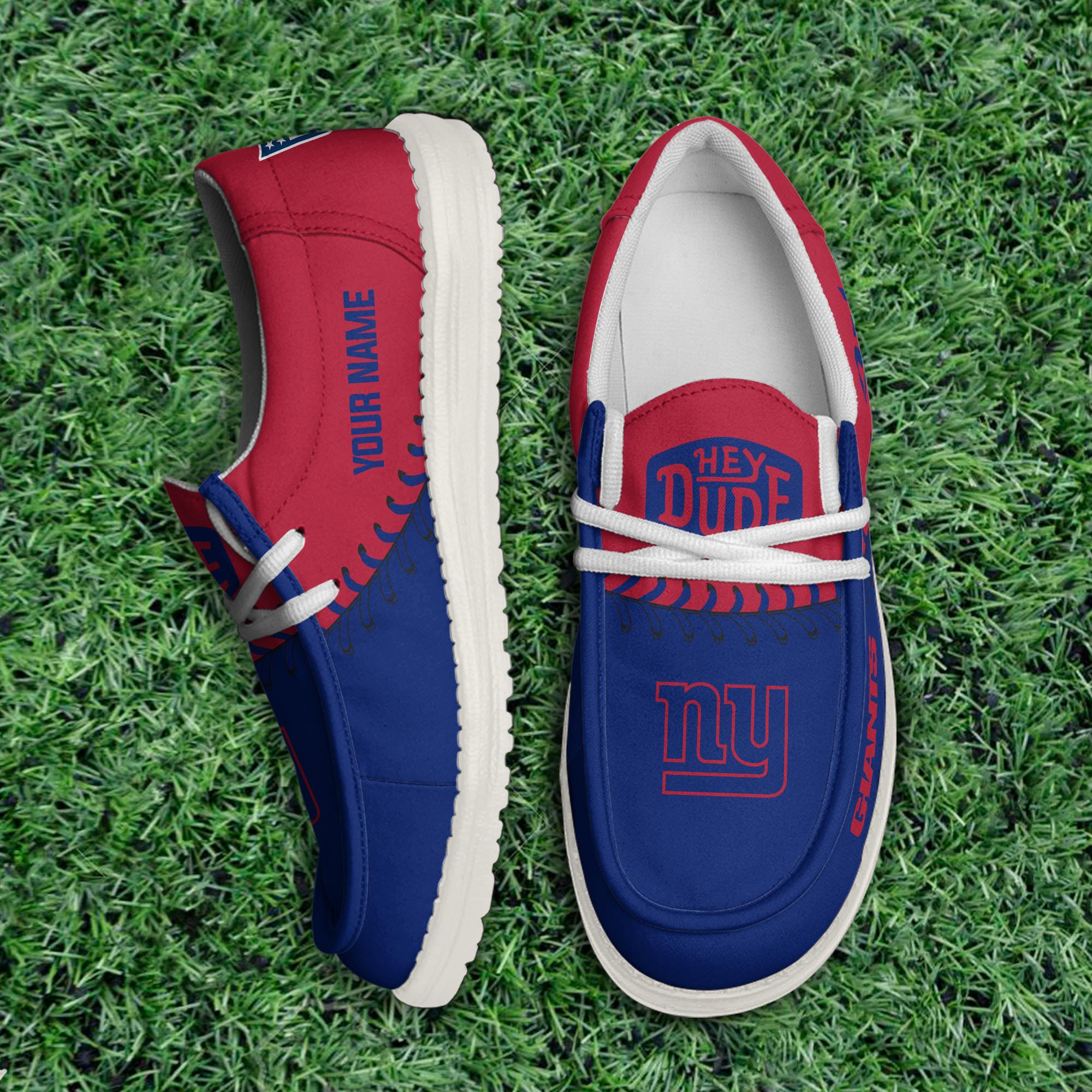 JWFancy New York Giants Hey Dude Shoes Wally Men's Lace Up Loafers Comfortable For Men And Women