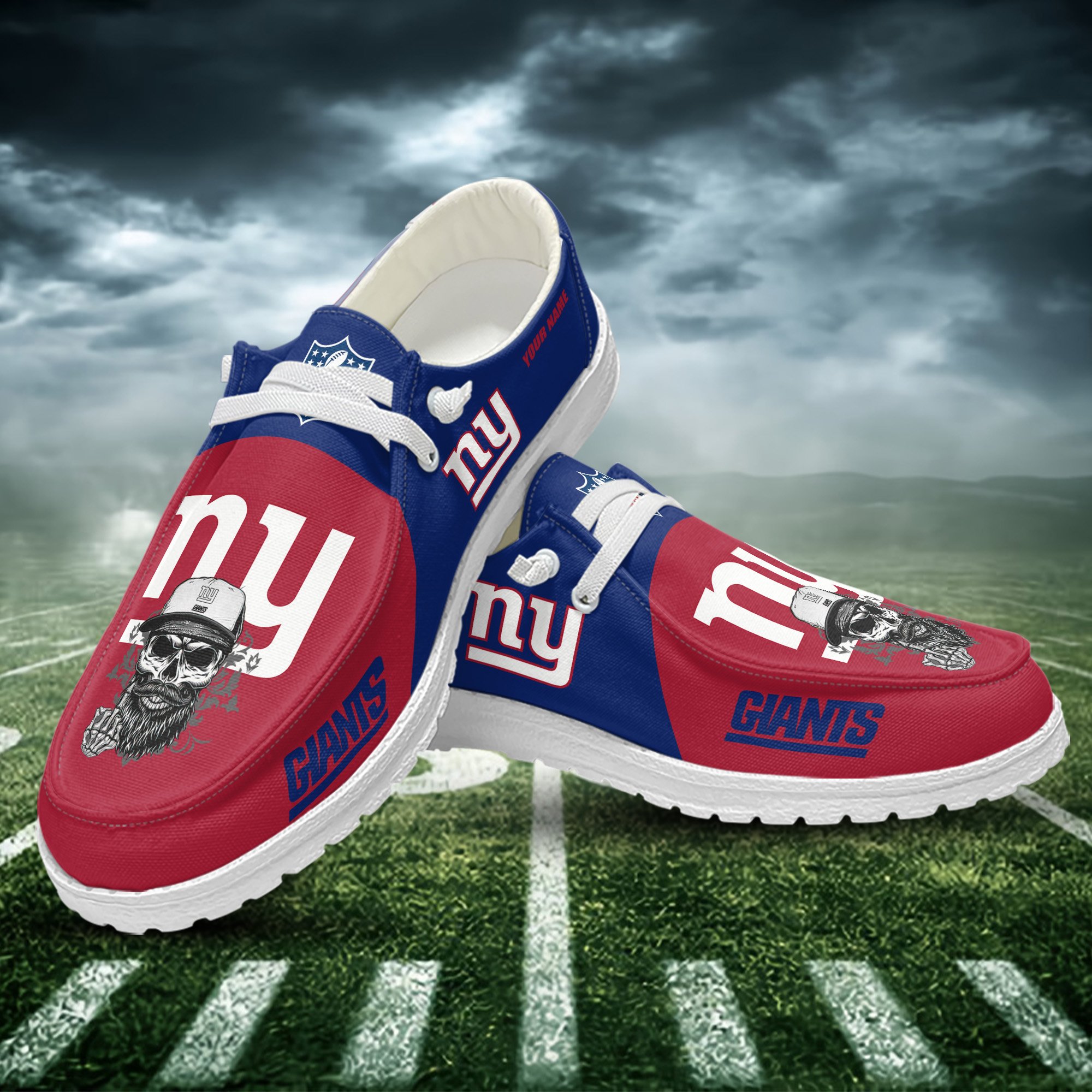 JWFancy New York Giants Hey Dude Shoes Wally Men's Lace Up Loafers Comfortable For Men And Women
