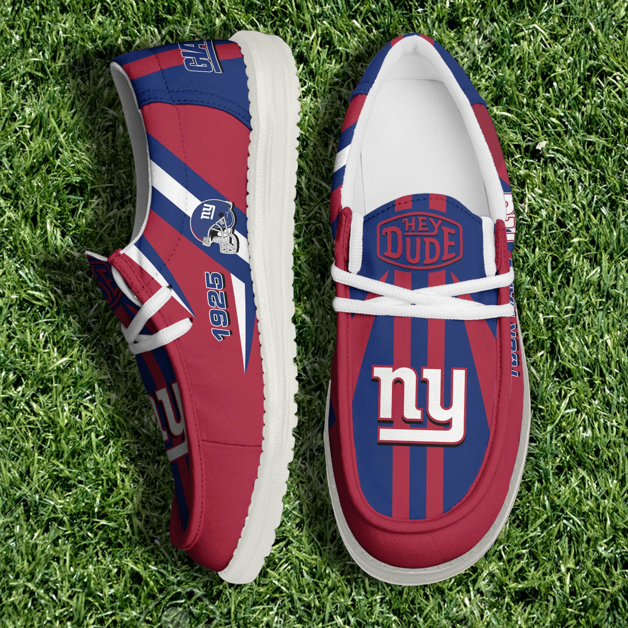 JWFancy New York Giants Hey Dude Shoes Wally Men's Lace Up Loafers Comfortable For Men And Women