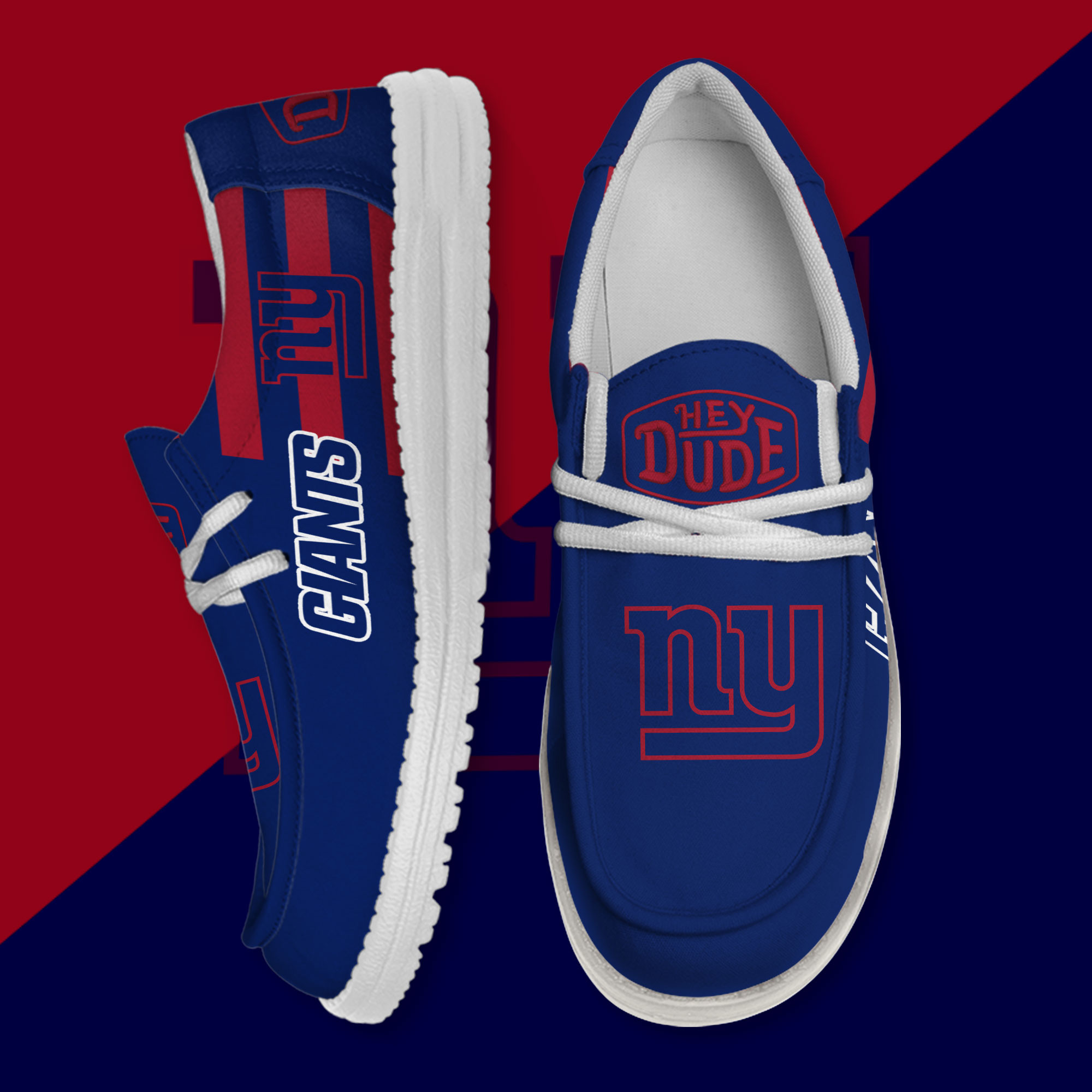 JWFancy New York Giants Hey Dude Shoes Wally Men's Lace Up Loafers Comfortable For Men And Women