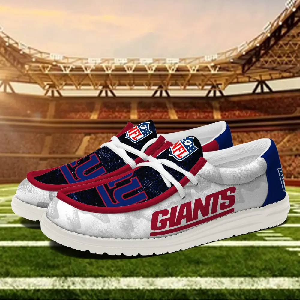 JWFancy New York Giants Hey Dude Shoes Wally Men's Lace Up Loafers Comfortable For Men And Women