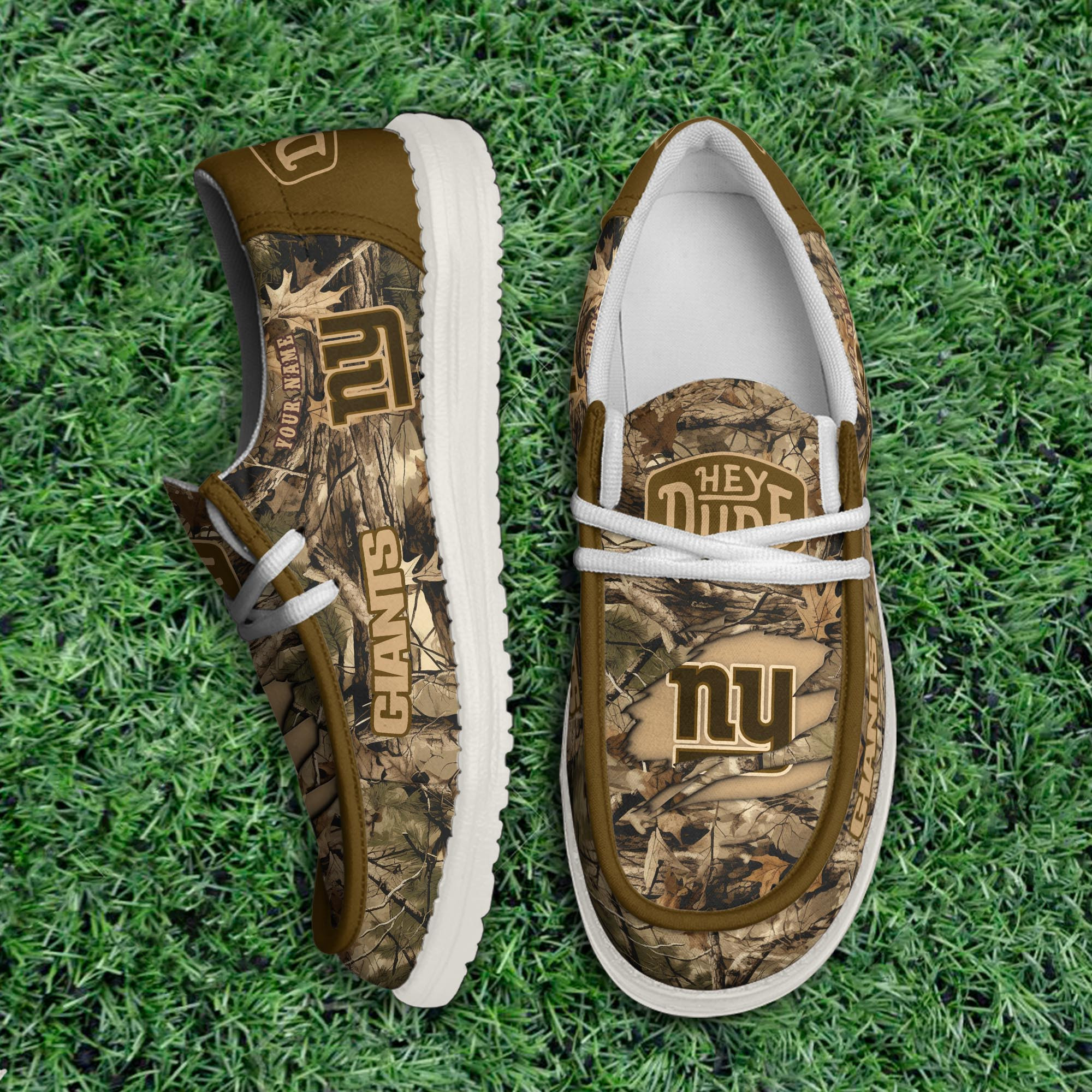 JWFancy New York Giants Hey Dude Shoes Wally Men's Lace Up Loafers Comfortable For Men And Women