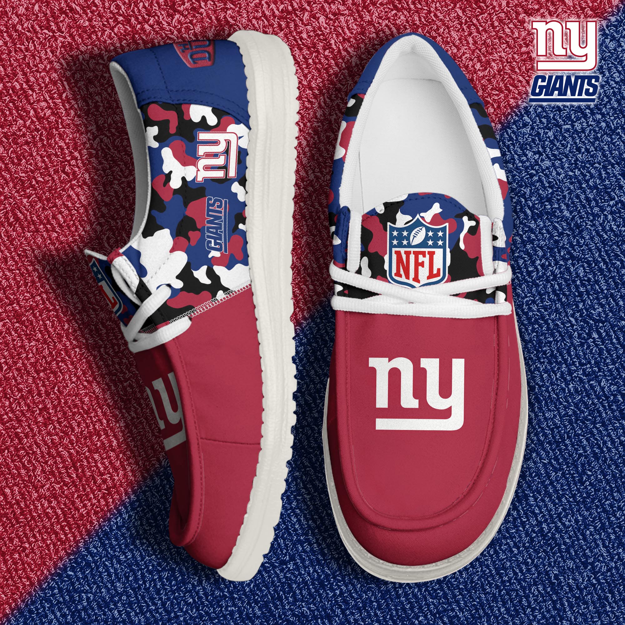 JWFancy New York Giants Hey Dude Shoes Wally Men's Lace Up Loafers Comfortable For Men And Women
