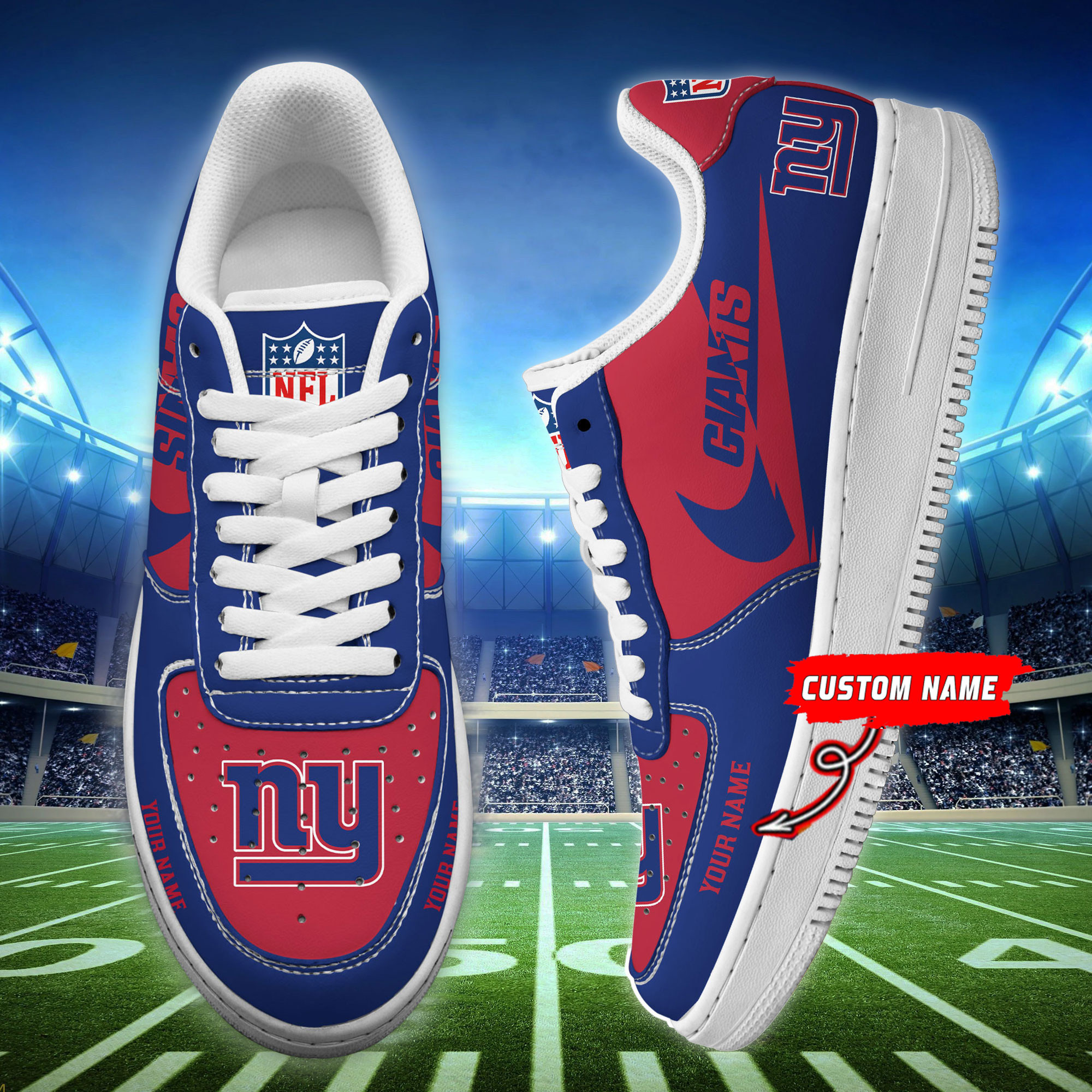 JWFancy New York Giants NFL Air Low-Top Sneakers Shoes For Men And Women