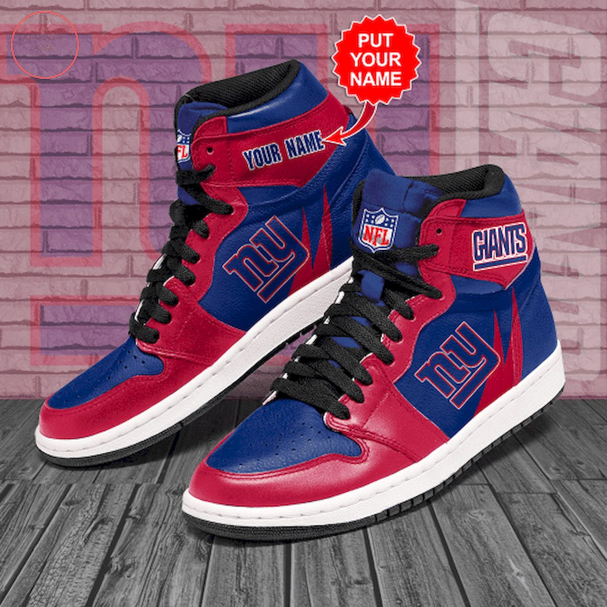 JWFancy New York Giants NFL AJ1 High Sneakers Shoes For Men And Women