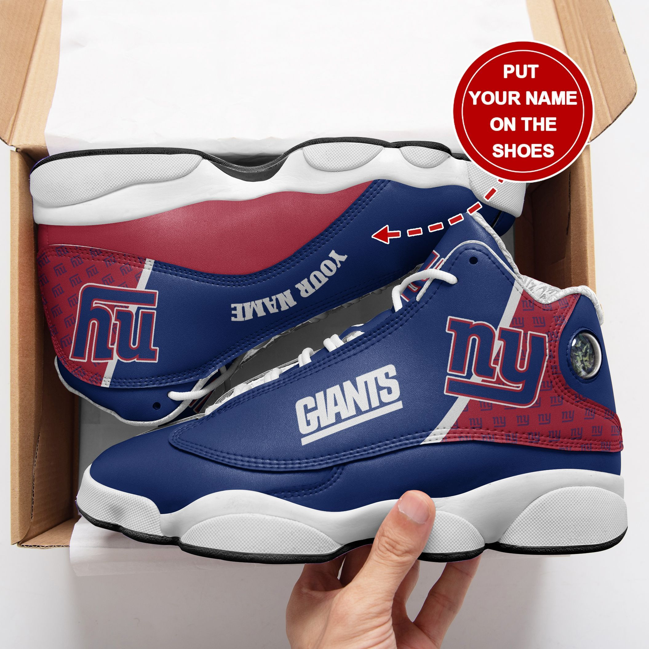 JWFancy New York Giants NFL AJ13 Sneakers Shoes For Men And Women