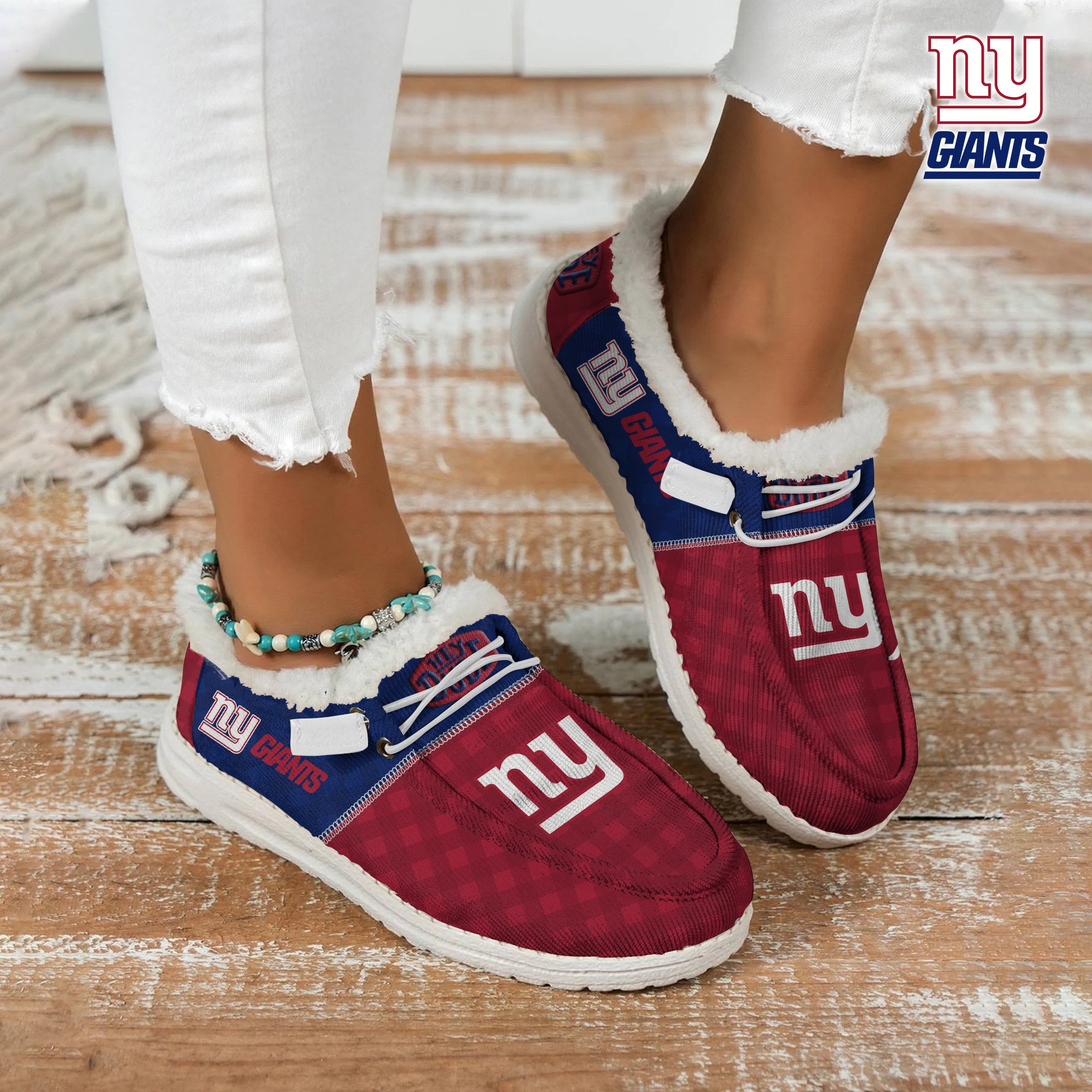 JWFancy New York Giants Personalized Hey Dude With Warm Fur Lining Shoes For Men And Women
