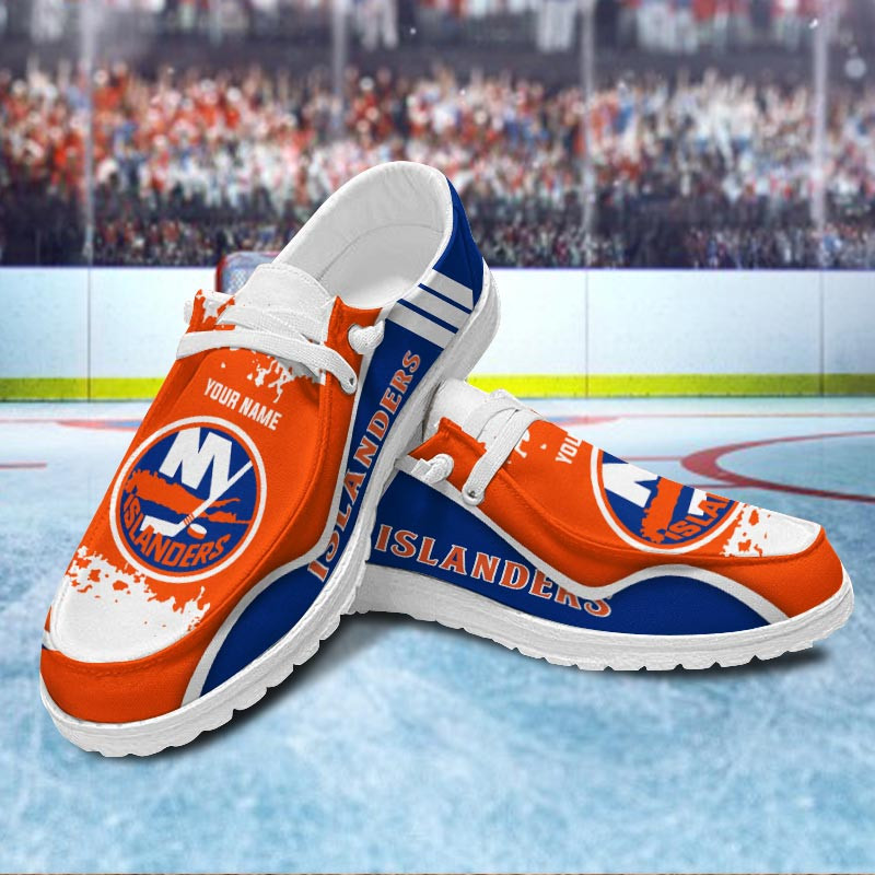 JWFancy New York Islanders Hey Dude Shoes Wally Men's Lace Up Loafers Comfortable For Men And Women
