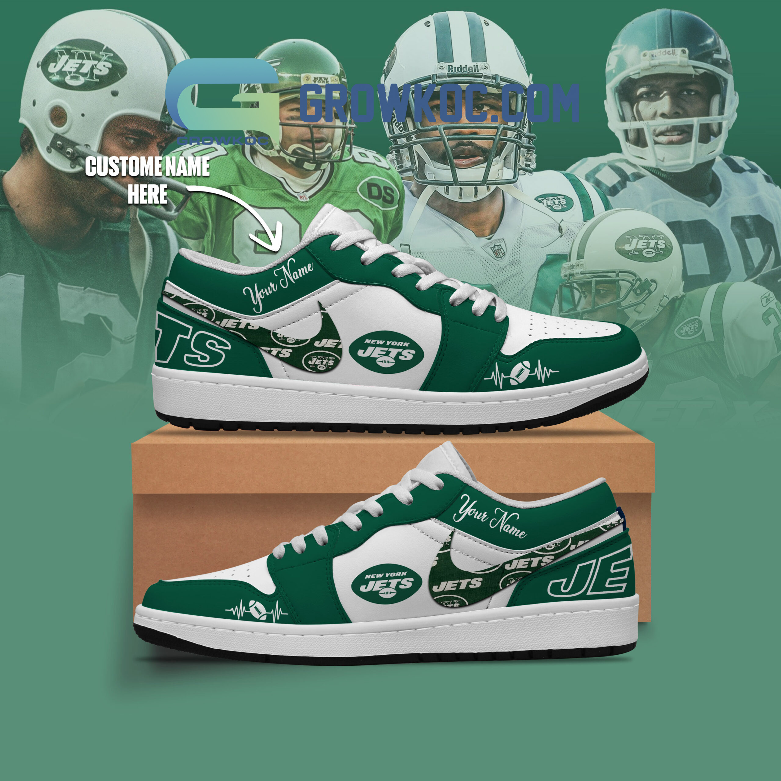 JWFancy New York Jets AJ1 Low Sneakers Shoes For Men And Women