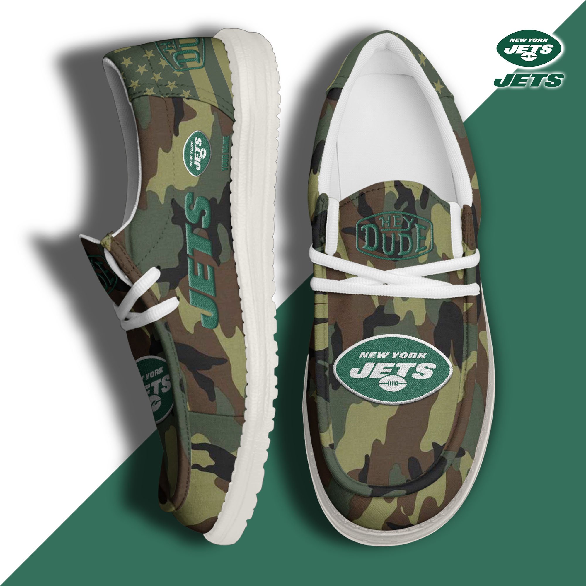 JWFancy New York Jets Hey Dude Shoes Wally Men's Lace Up Loafers Comfortable For Men And Women