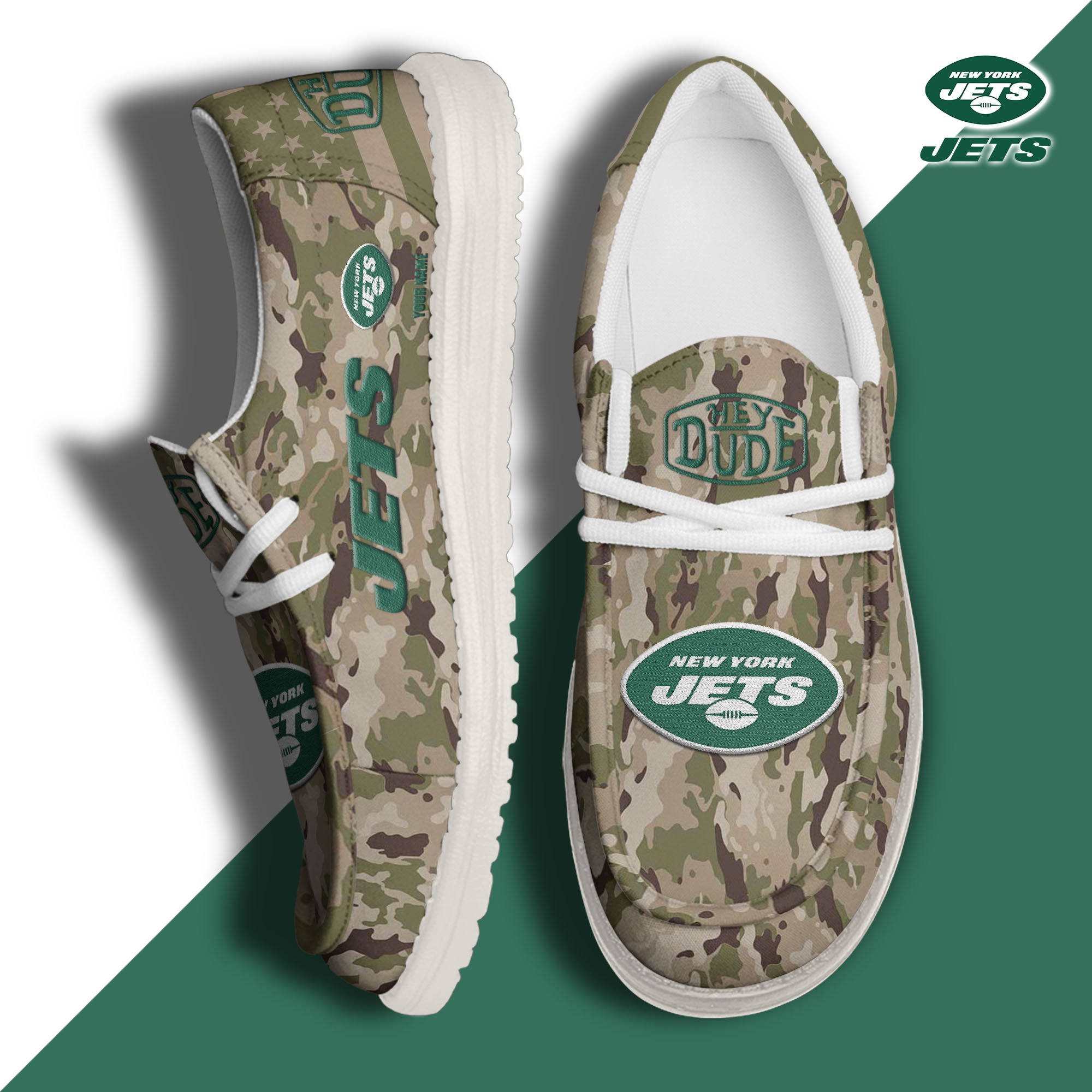 JWFancy New York Jets Hey Dude Shoes Wally Men's Lace Up Loafers Comfortable For Men And Women
