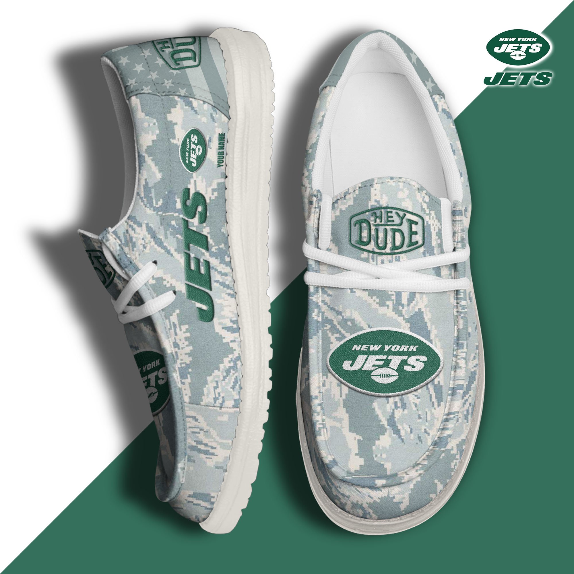 JWFancy New York Jets Hey Dude Shoes Wally Men's Lace Up Loafers Comfortable For Men And Women