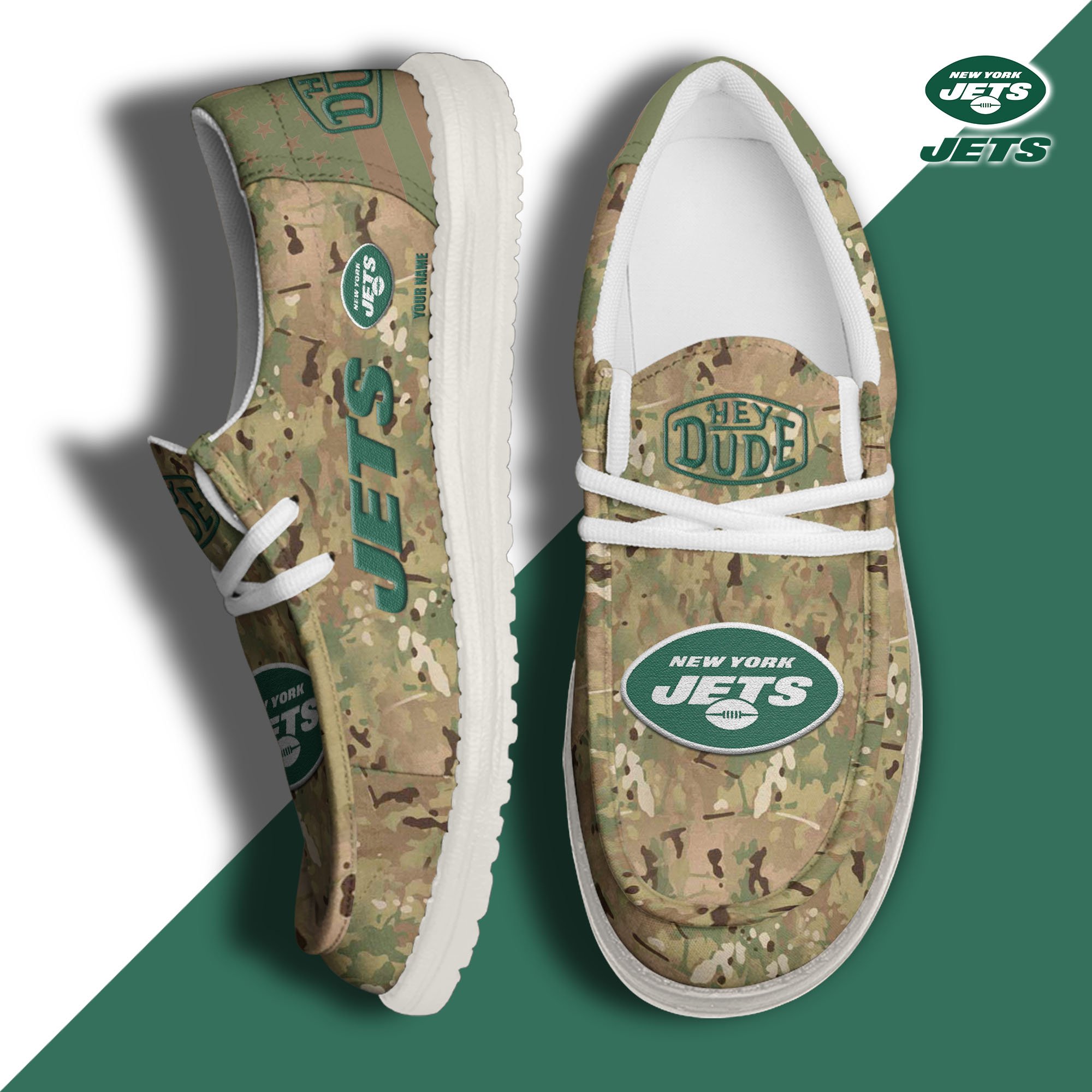 JWFancy New York Jets Hey Dude Shoes Wally Men's Lace Up Loafers Comfortable For Men And Women