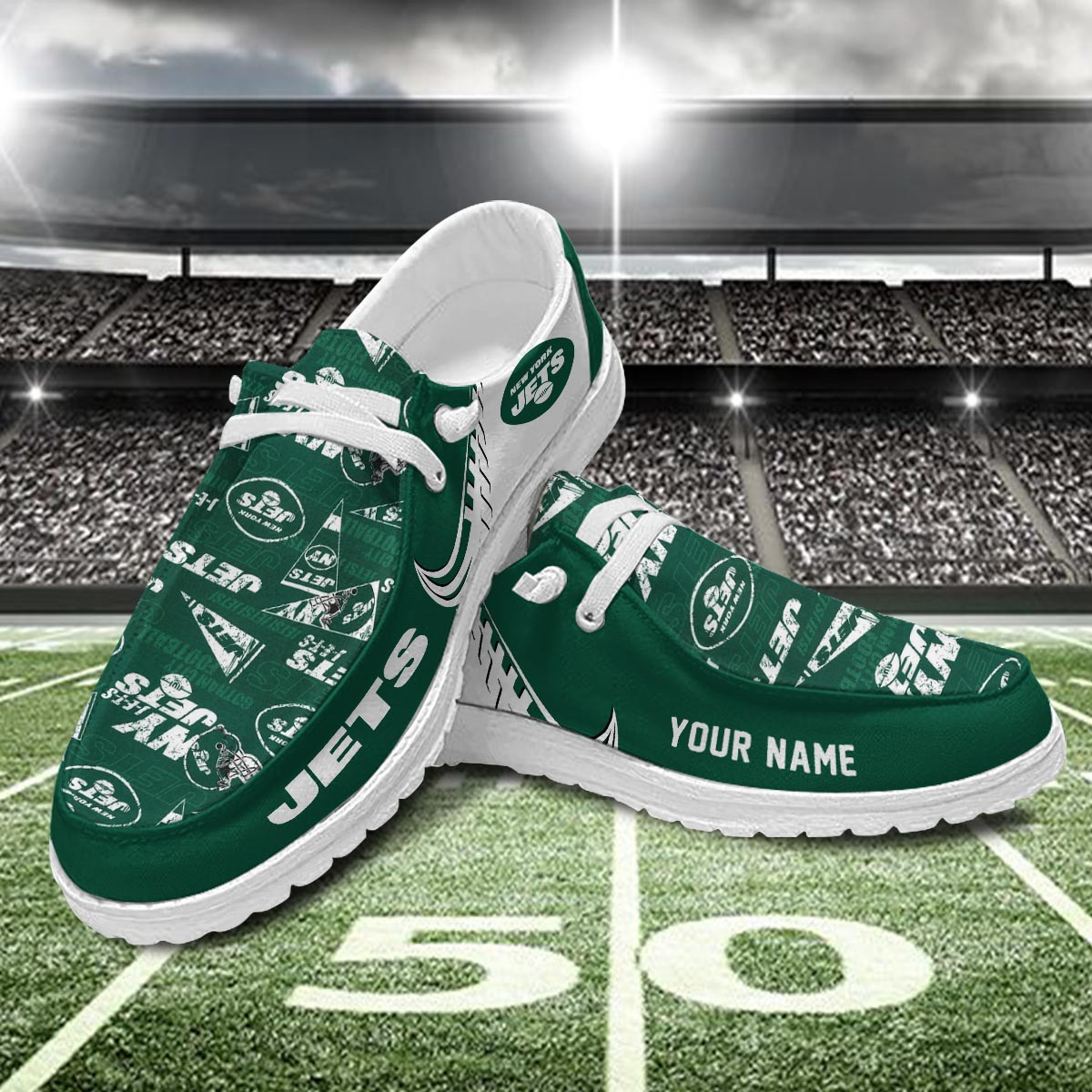 JWFancy New York Jets Hey Dude Shoes Wally Men's Lace Up Loafers Comfortable For Men And Women