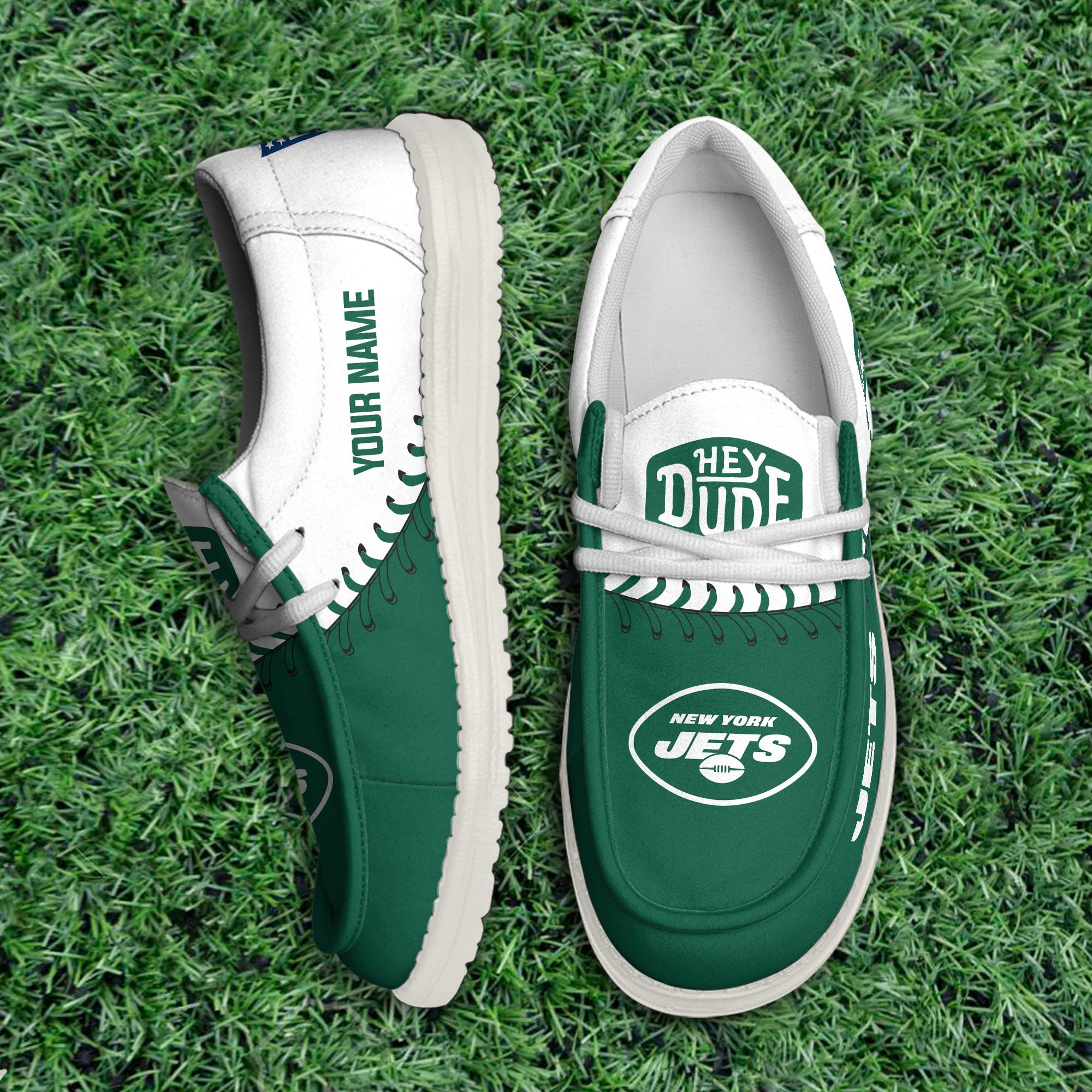 JWFancy New York Jets Hey Dude Shoes Wally Men's Lace Up Loafers Comfortable For Men And Women