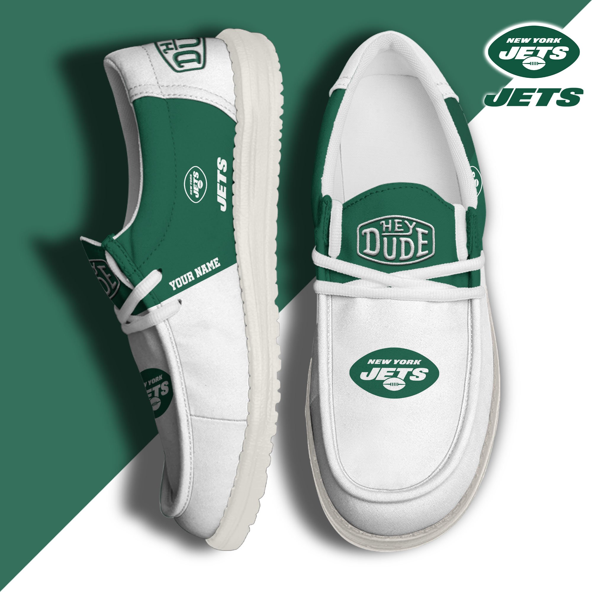JWFancy New York Jets Hey Dude Shoes Wally Men's Lace Up Loafers Comfortable For Men And Women