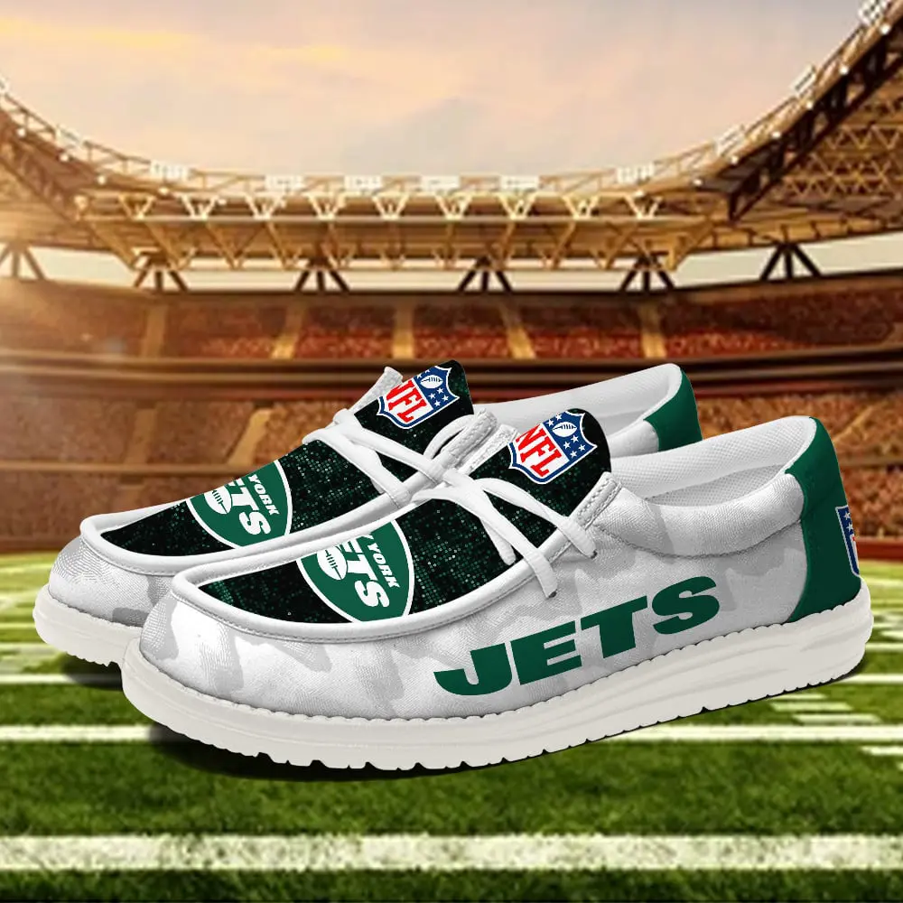 JWFancy New York Jets Hey Dude Shoes Wally Men's Lace Up Loafers Comfortable For Men And Women