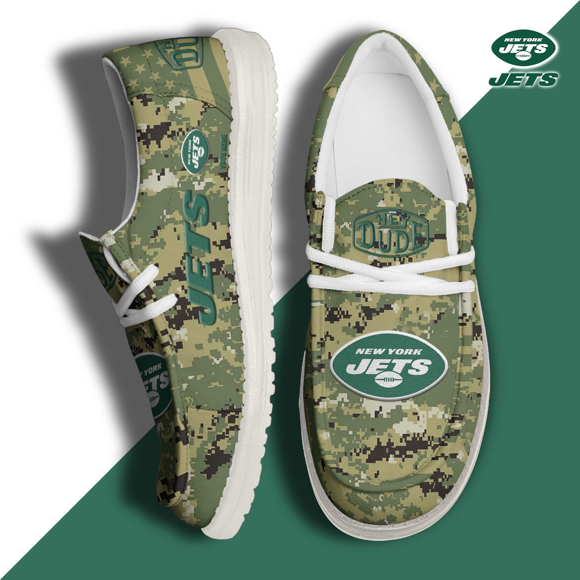 JWFancy New York Jets Hey Dude Shoes Wally Men's Lace Up Loafers Comfortable For Men And Women