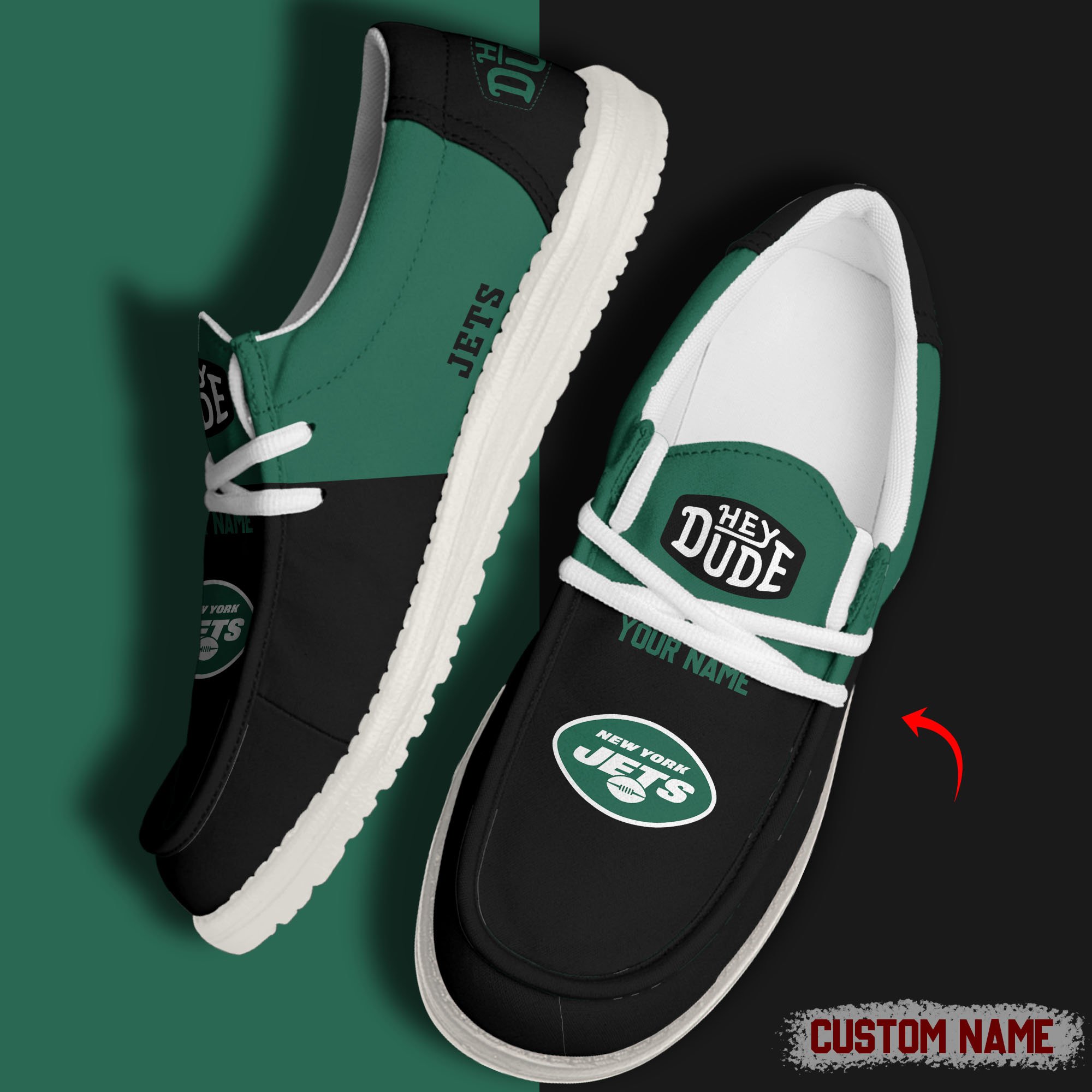JWFancy New York Jets Hey Dude Shoes Wally Men's Lace Up Loafers Comfortable For Men And Women