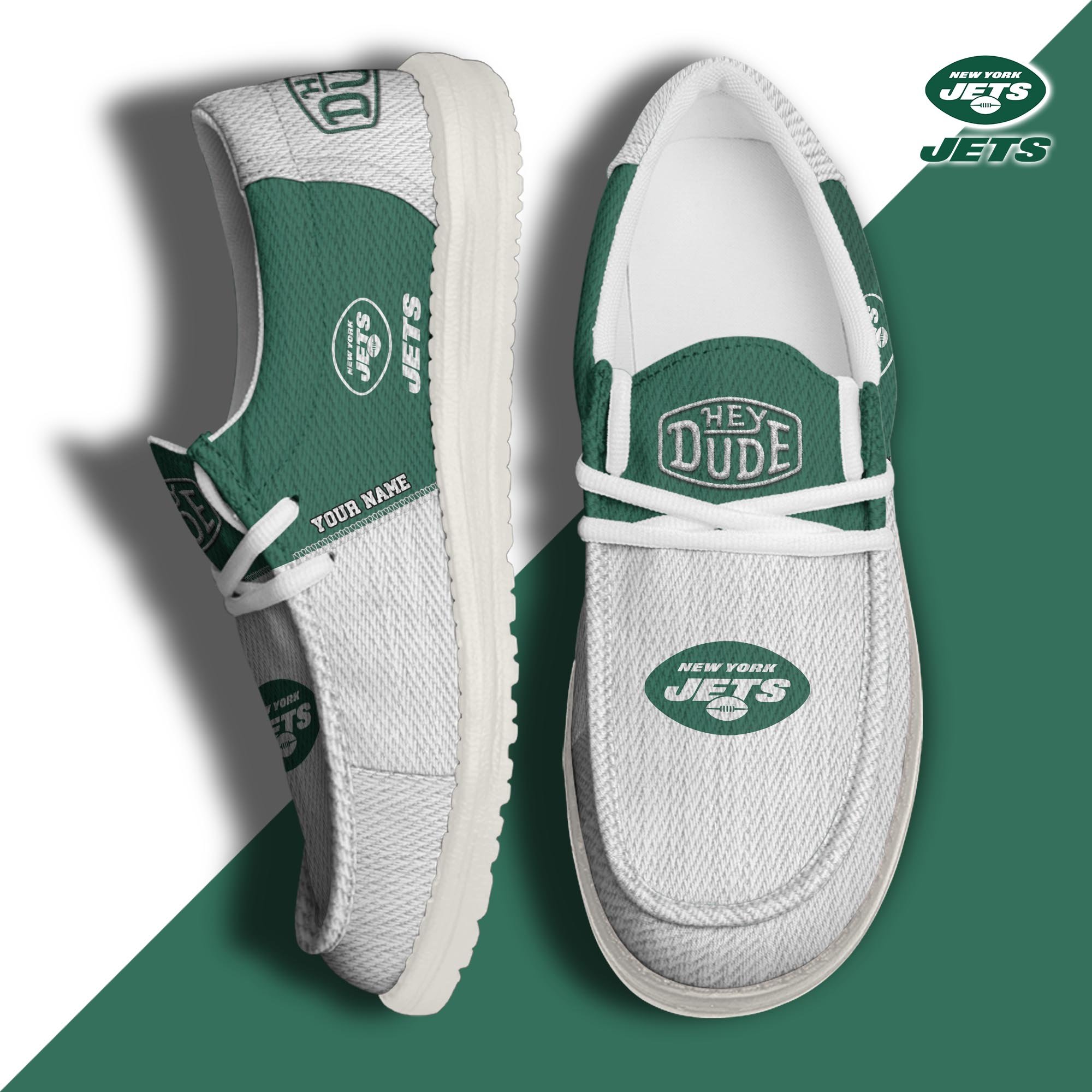 JWFancy New York Jets Hey Dude Shoes Wally Men's Lace Up Loafers Comfortable For Men And Women